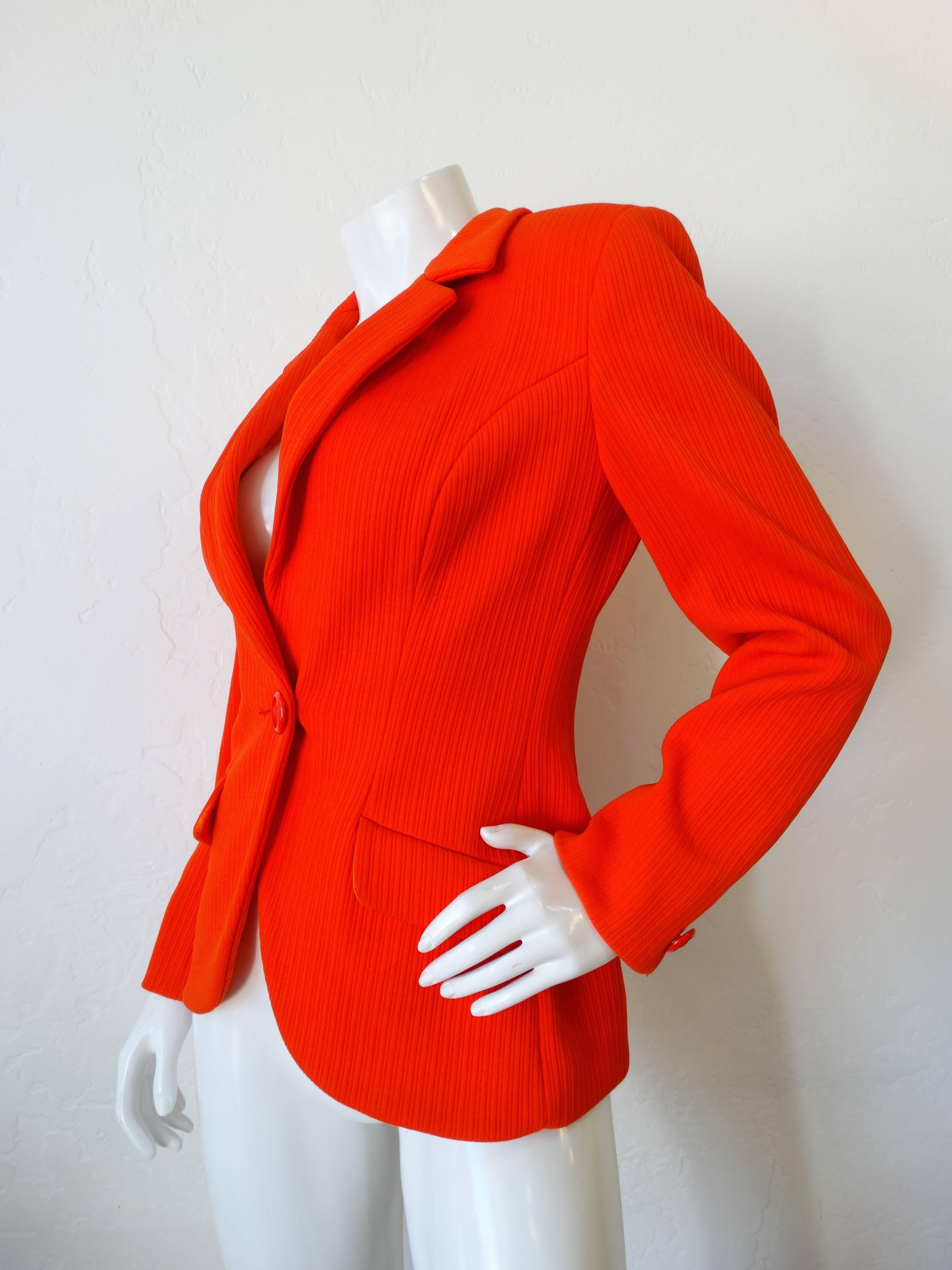 1990s Versace Bright Orange Blazer 1