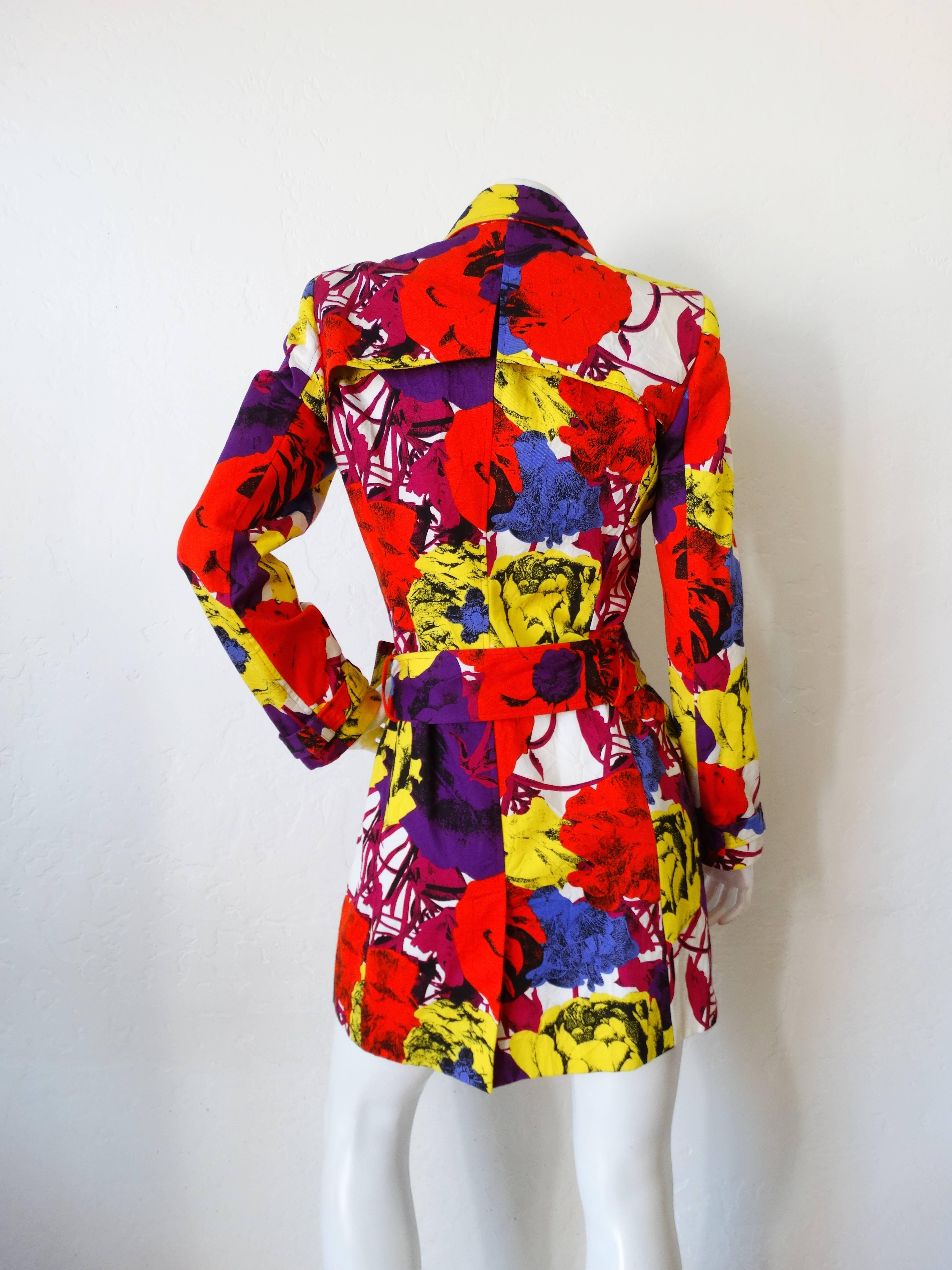 Gianni Versace Documented Pop Art Floral Mini Trench Coat, 1990s  1