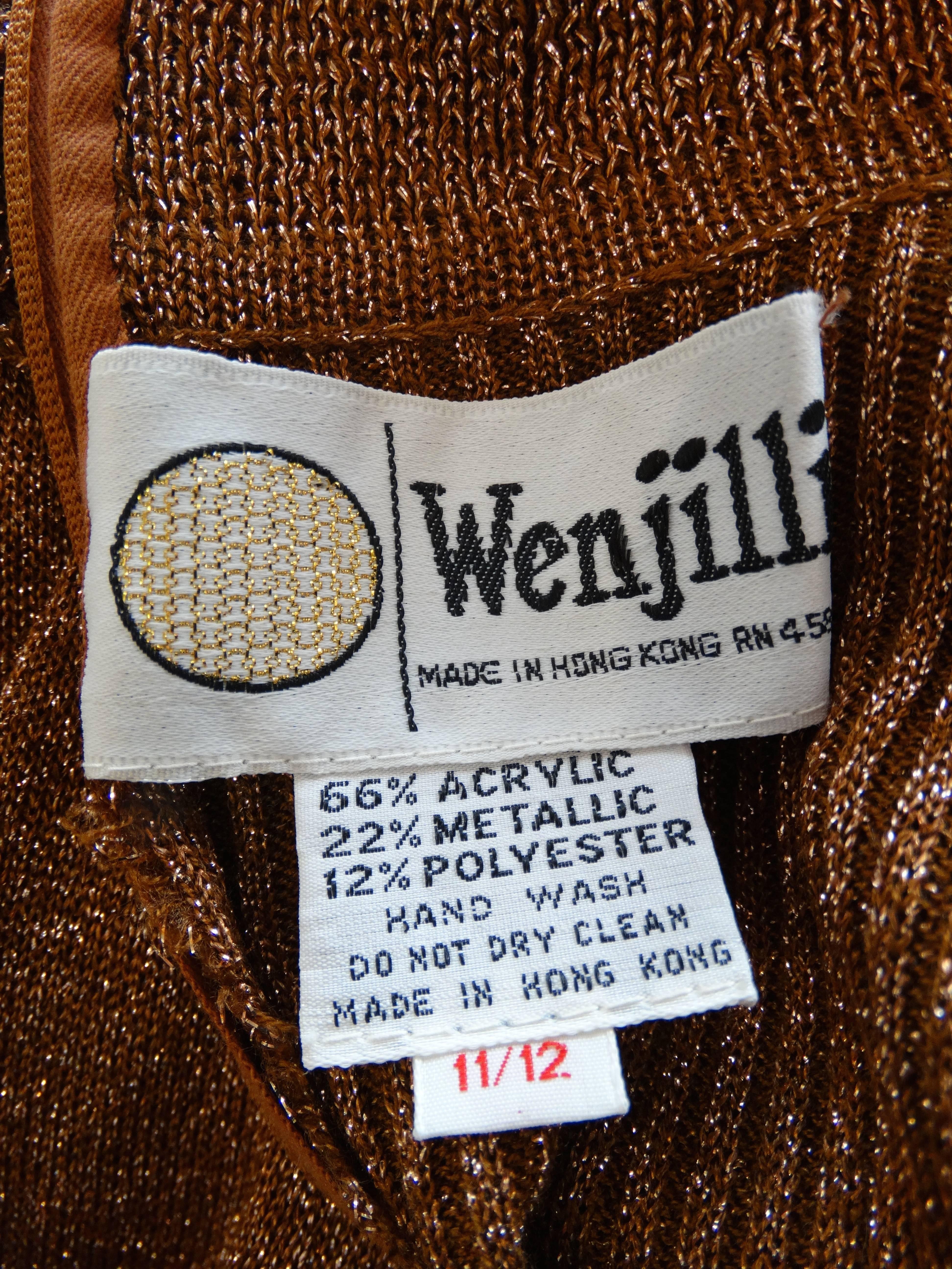 1970s Wenjilli Metallic Lurex Maxi Gown 3