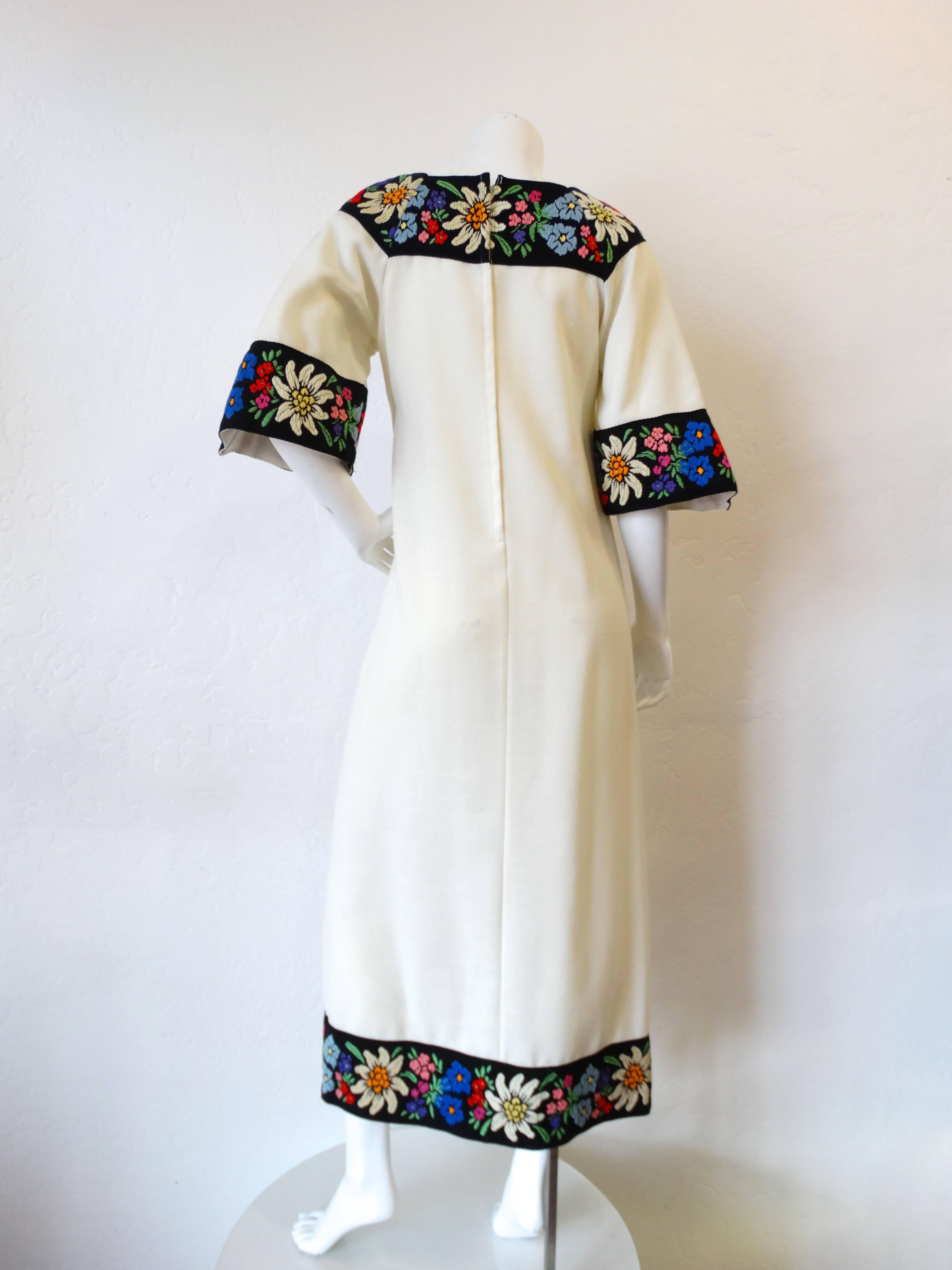 1970s Embroidered Tassel Maxi Dress 1