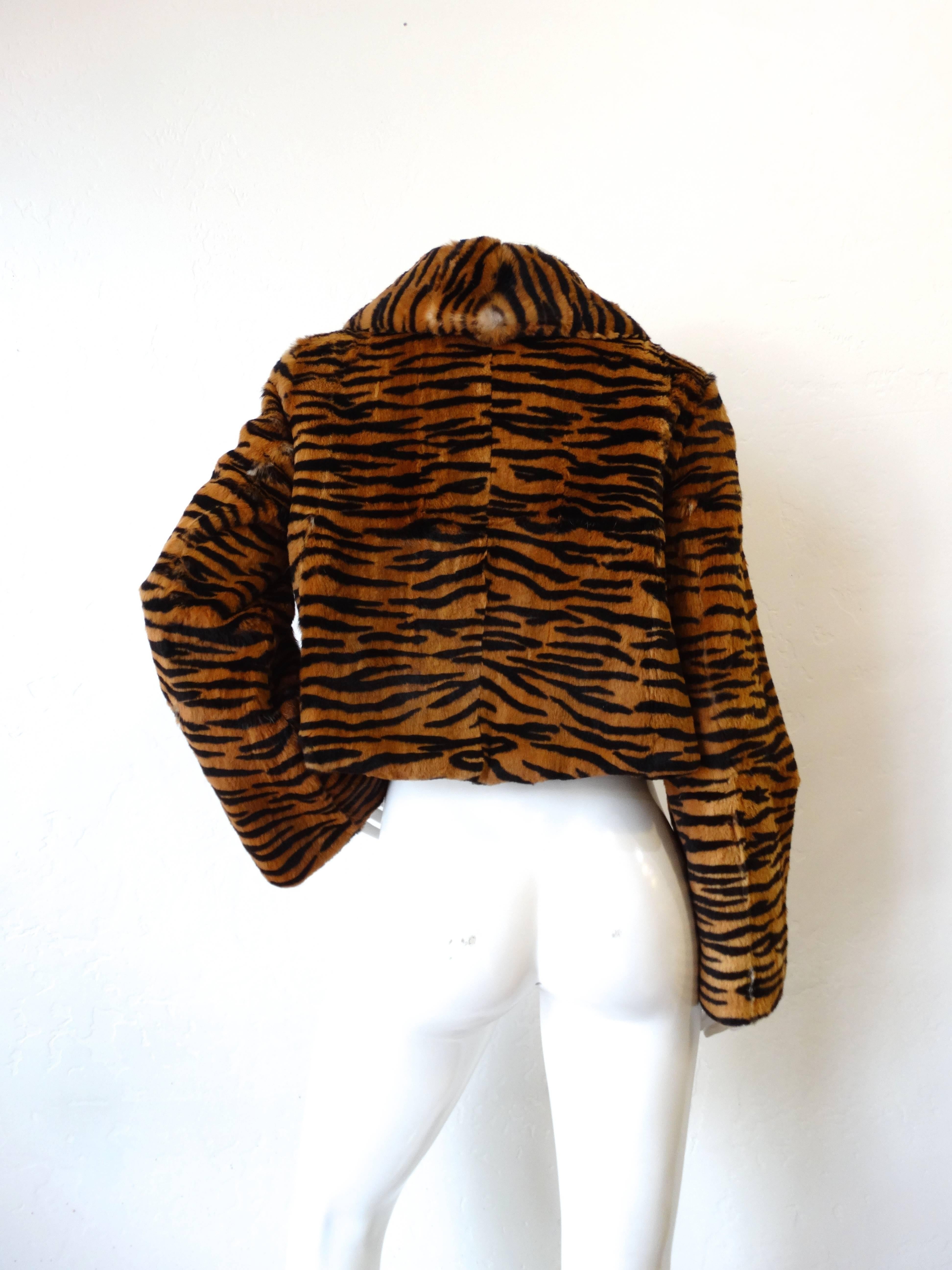 1990s Tiger Striped Cropped Fur Coat In Excellent Condition In Scottsdale, AZ