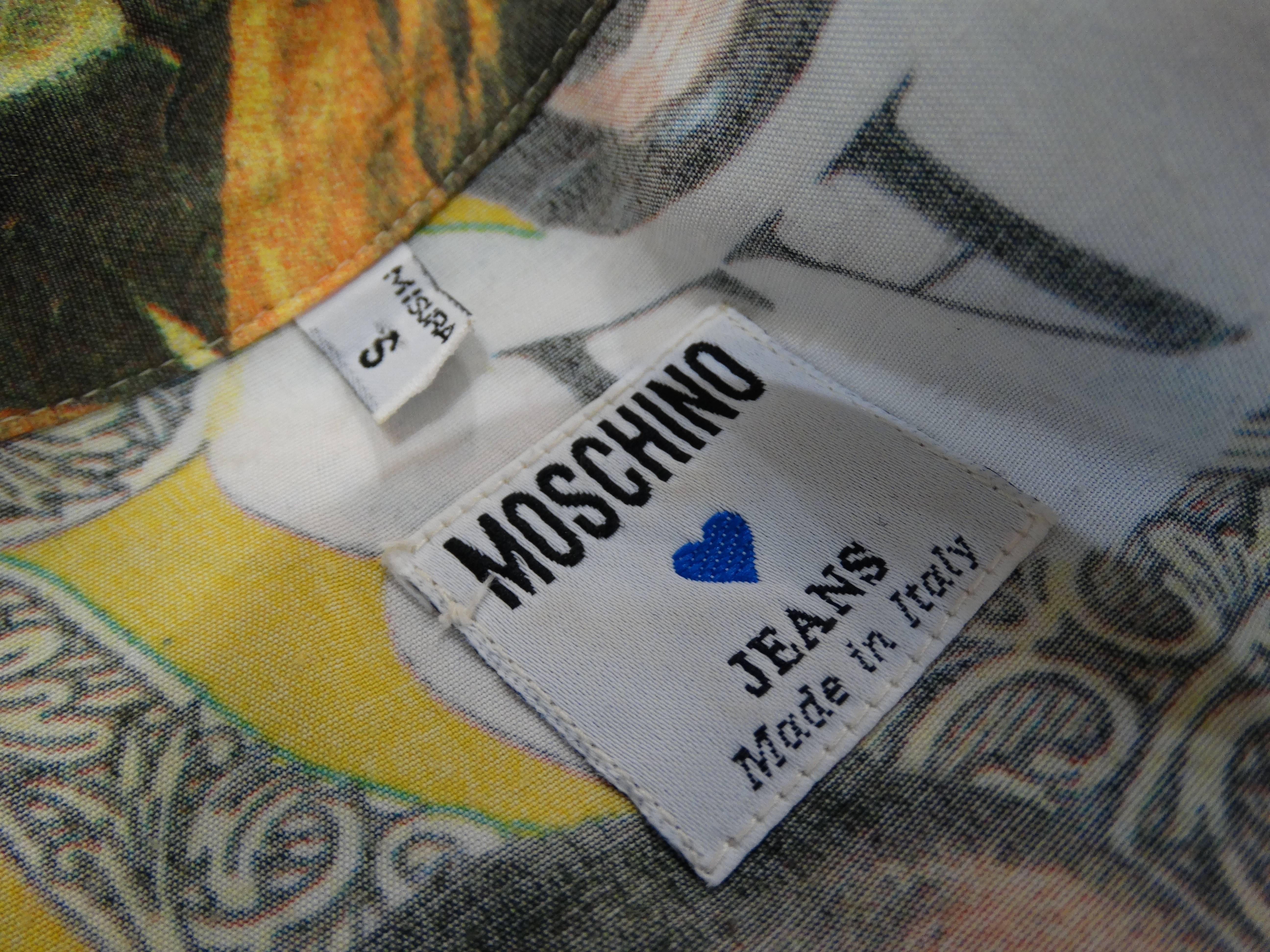 1980s Moschino Native American Printed Button Up In Excellent Condition In Scottsdale, AZ