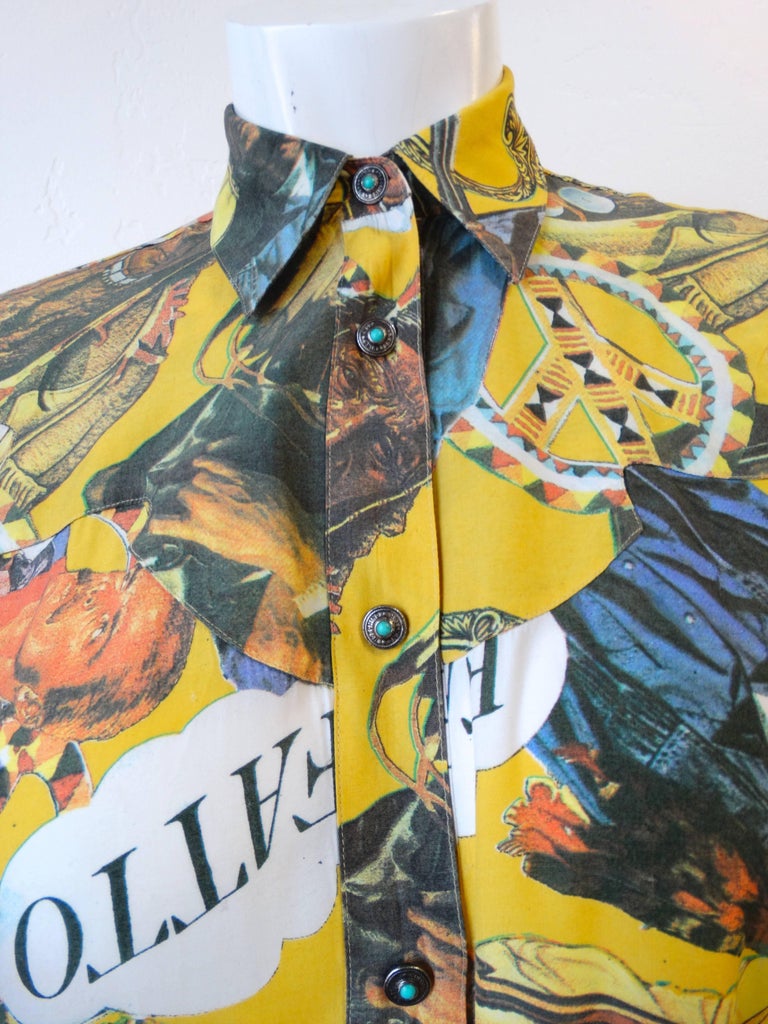 1980s Moschino Native American Printed Button Up at 1stDibs | american ...
