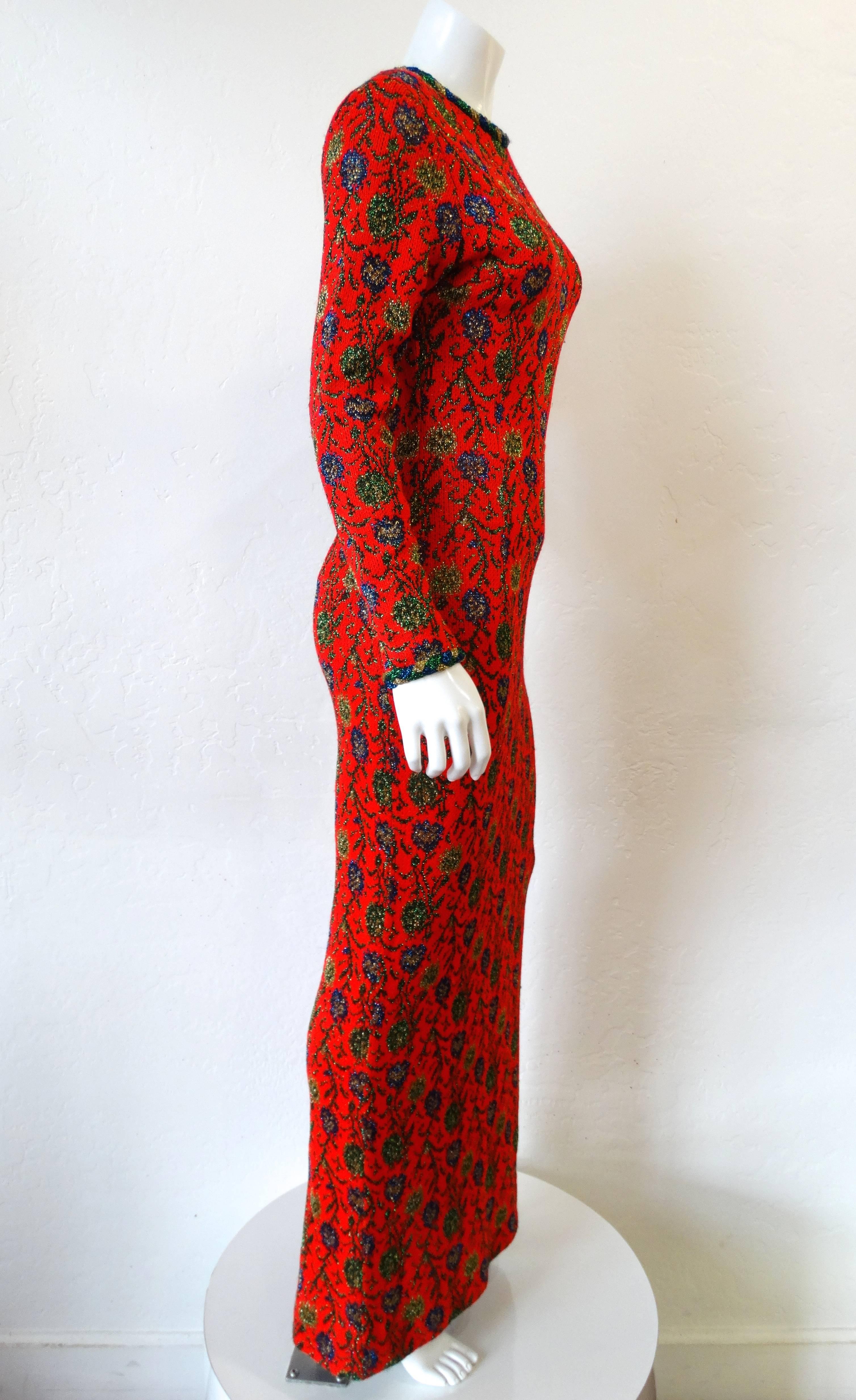 1970s Lurex Floral Maxi Dress  In Excellent Condition In Scottsdale, AZ