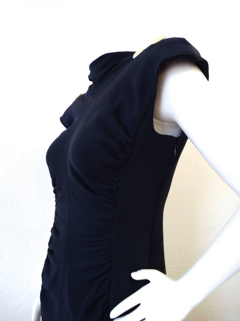 1980s Valentino Midnight Blue Ruched Gown at 1stDibs