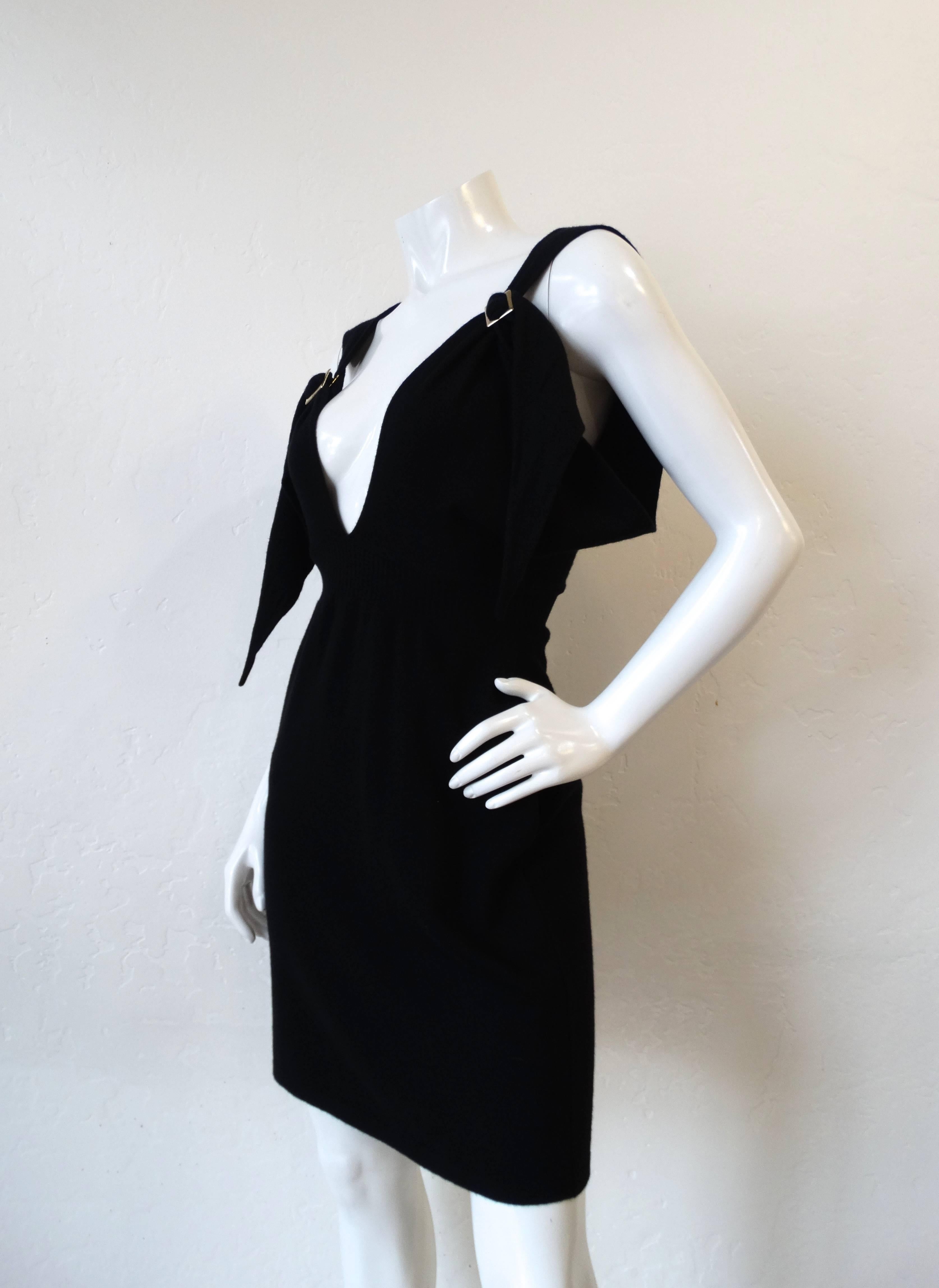 2009 Chanel Deep Plunge Black Mini Dress 2