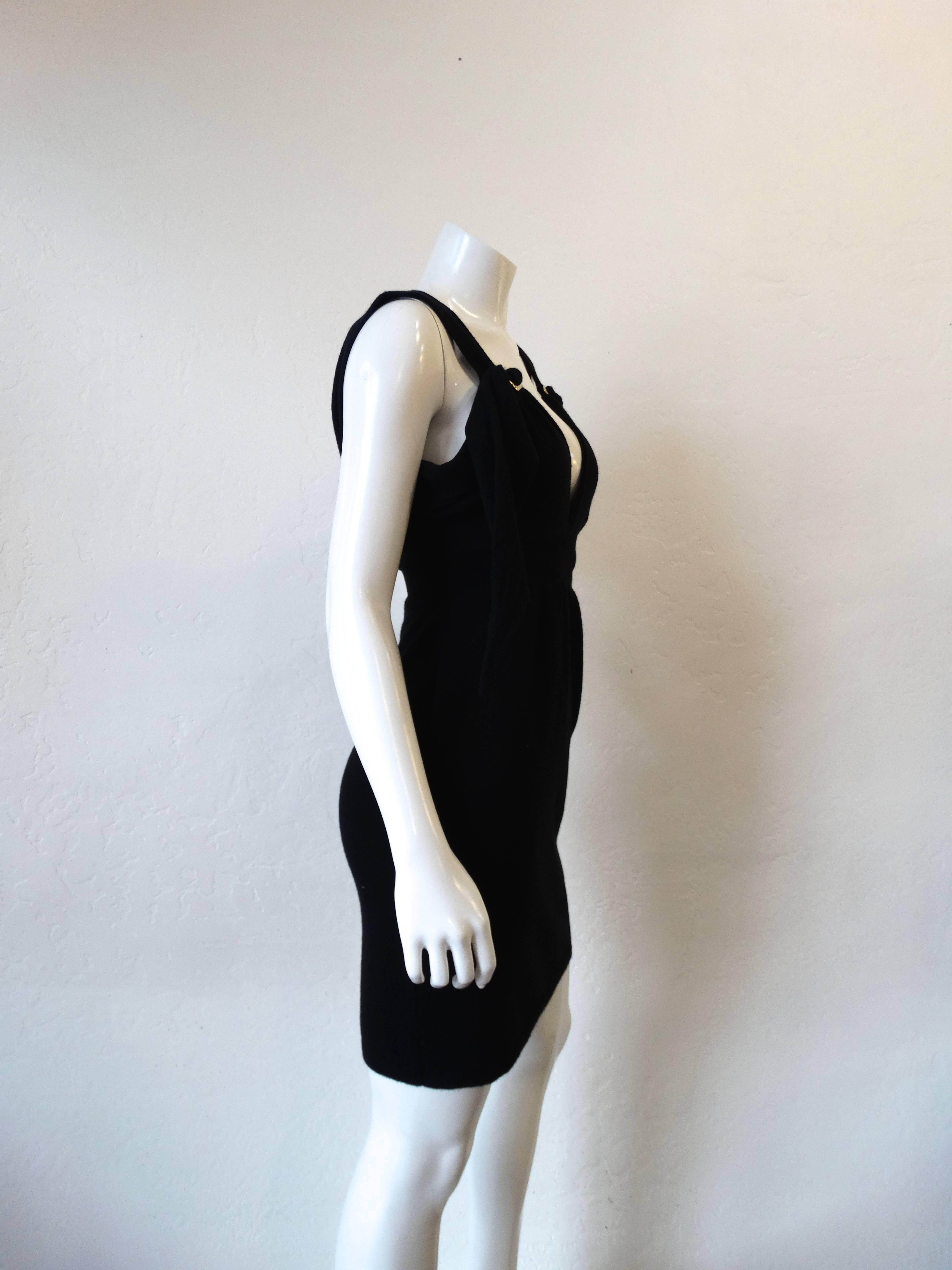 Women's 2009 Chanel Deep Plunge Black Mini Dress
