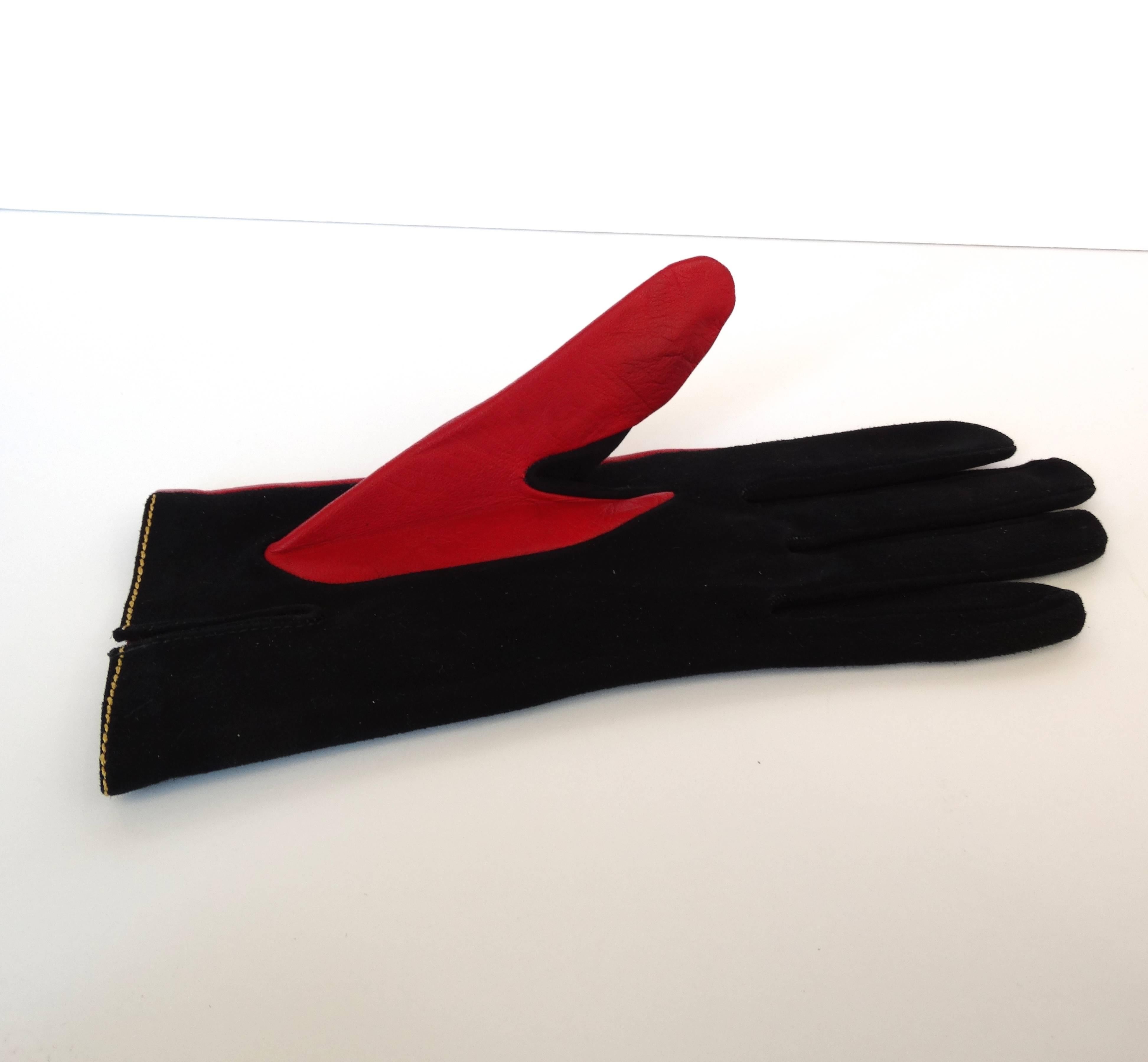 Christian LaCroix Red & Black Studded Gloves 1