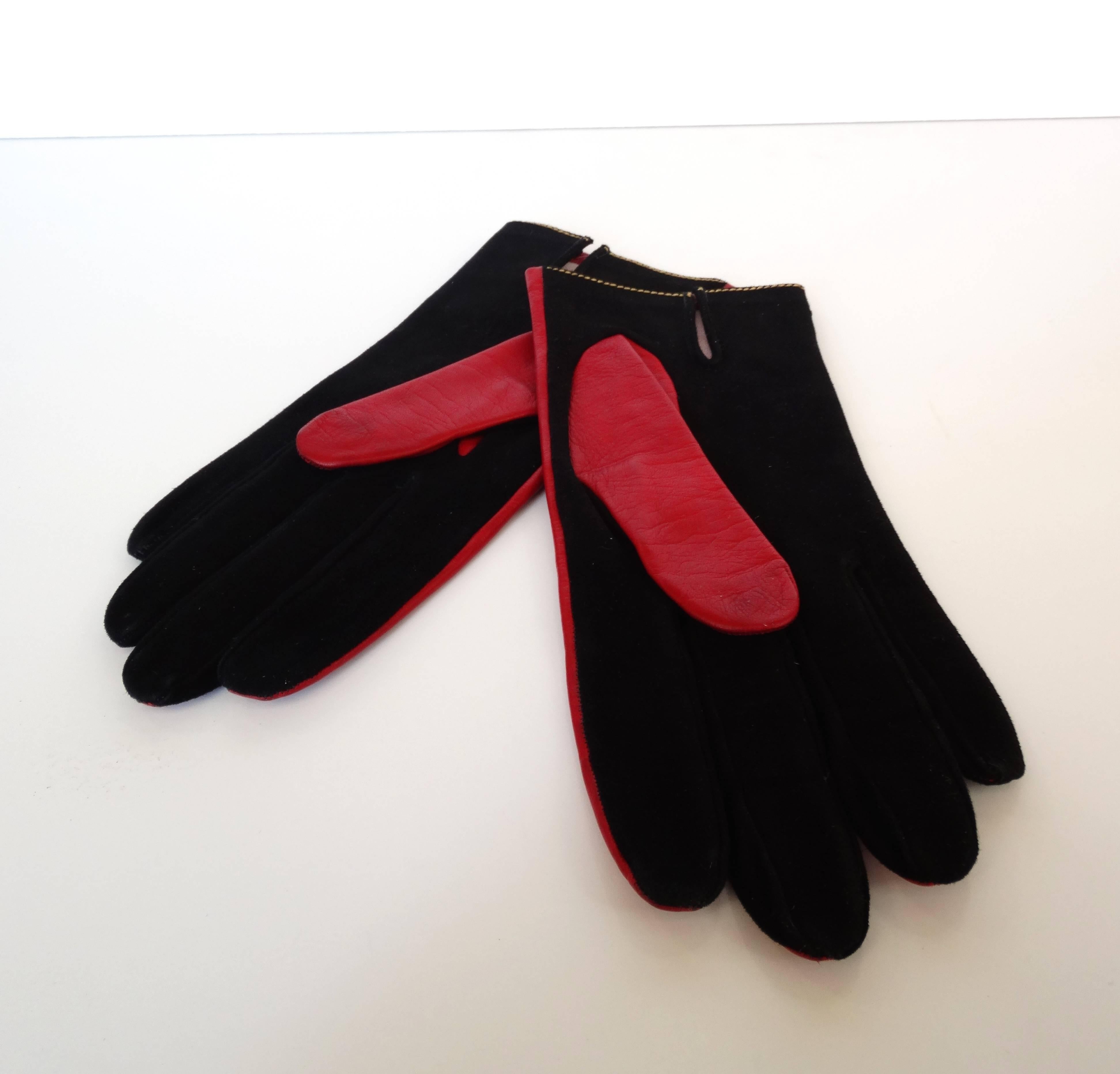Christian LaCroix Red & Black Studded Gloves 3