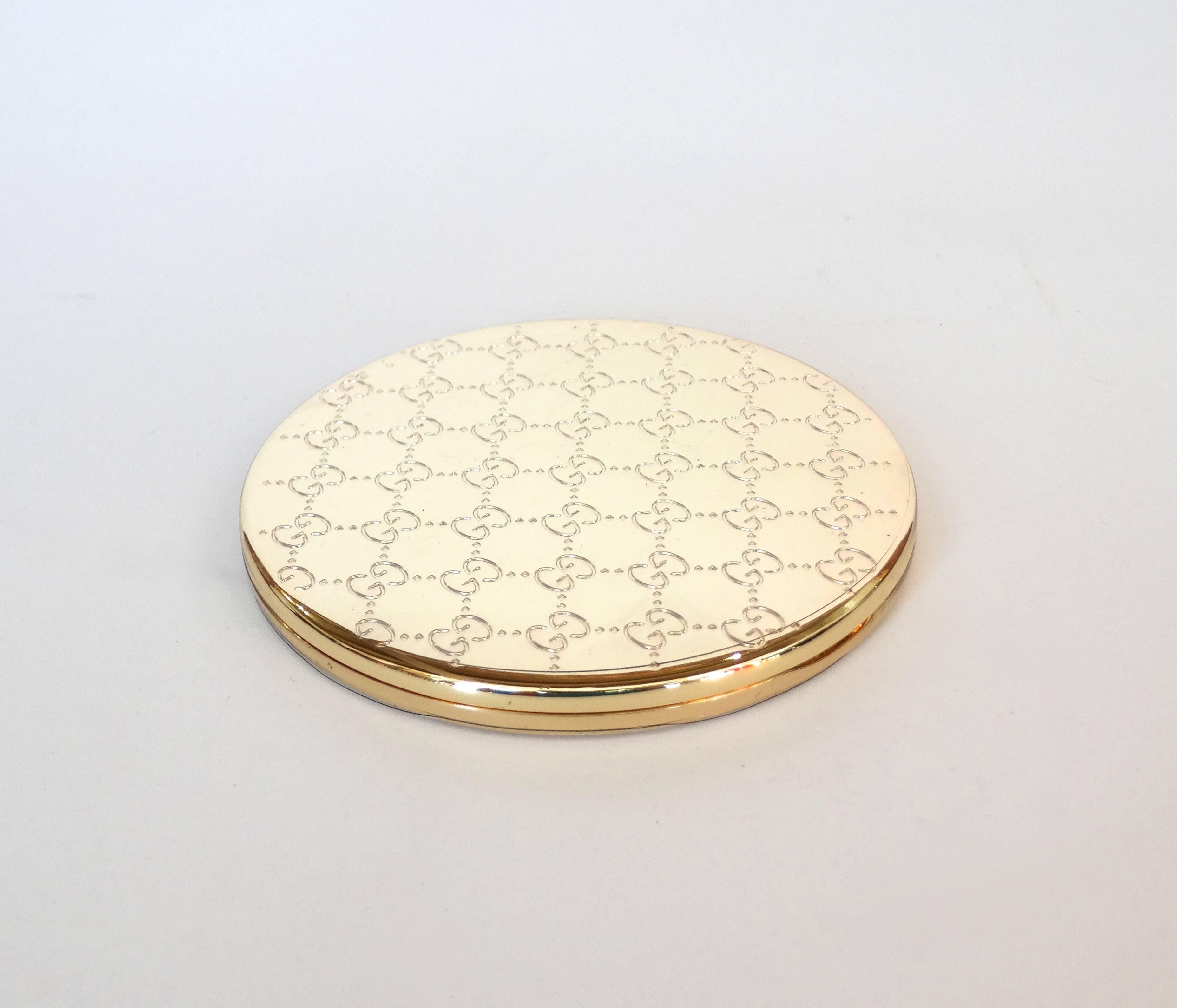 Gucci Monogram Pocket Mirror Compact Vintage Excellent état à Scottsdale, AZ