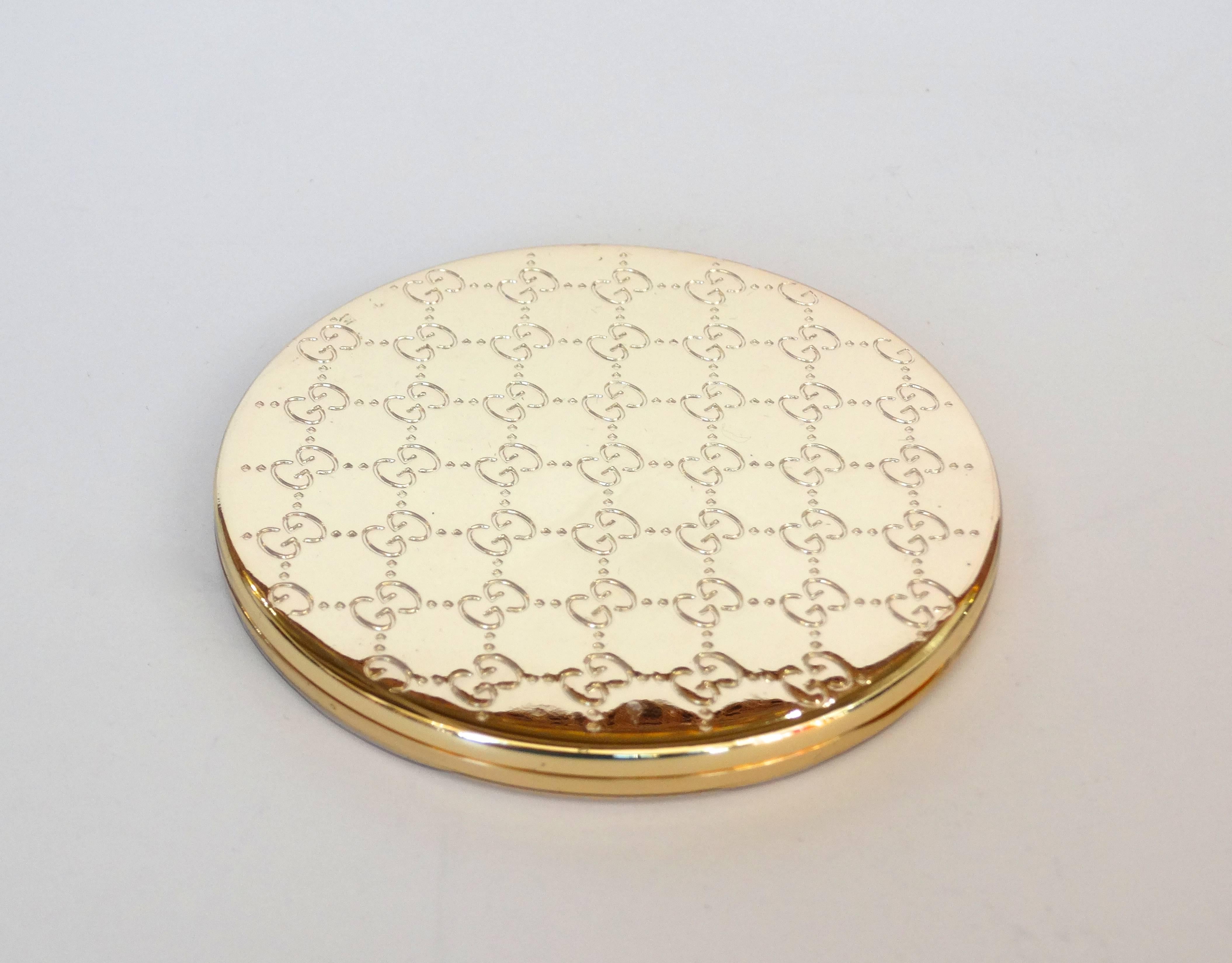  Gucci Monogram Pocket Mirror Compact Vintage Unisexe 