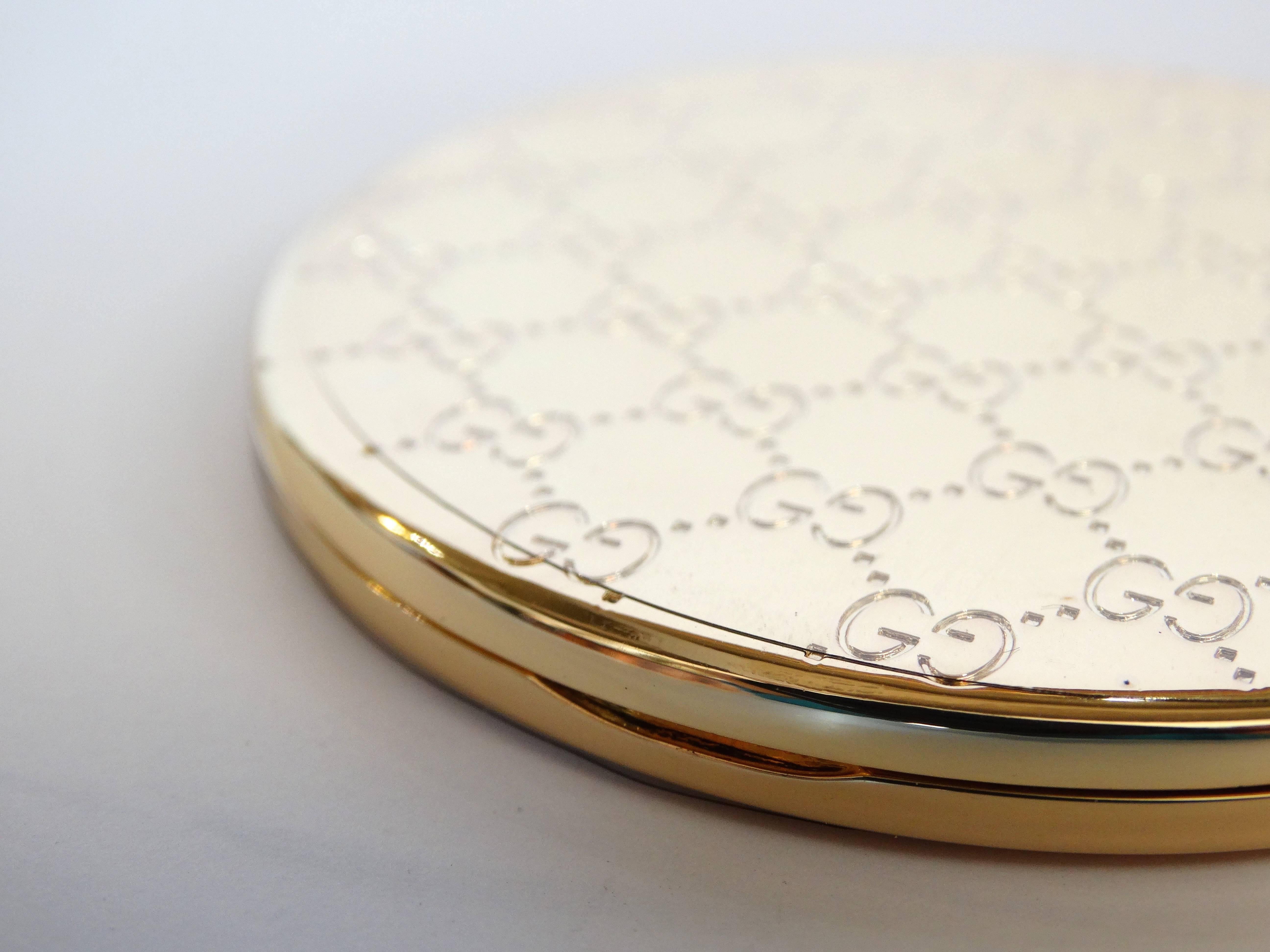 Gucci Monogram Pocket Mirror Compact Vintage 1
