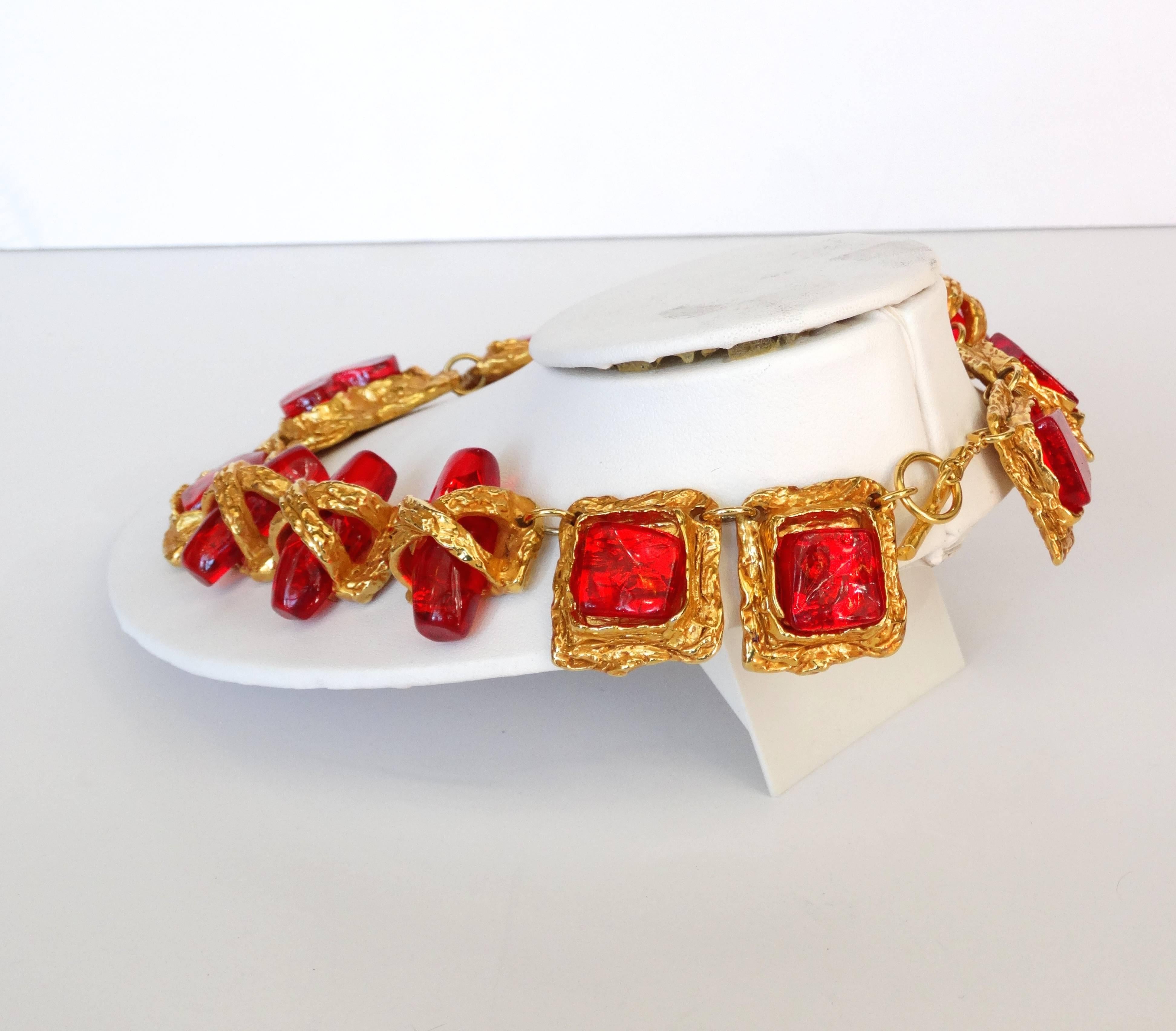 1980s Christian La Croix Candy Red Heart Necklace  In Excellent Condition In Scottsdale, AZ