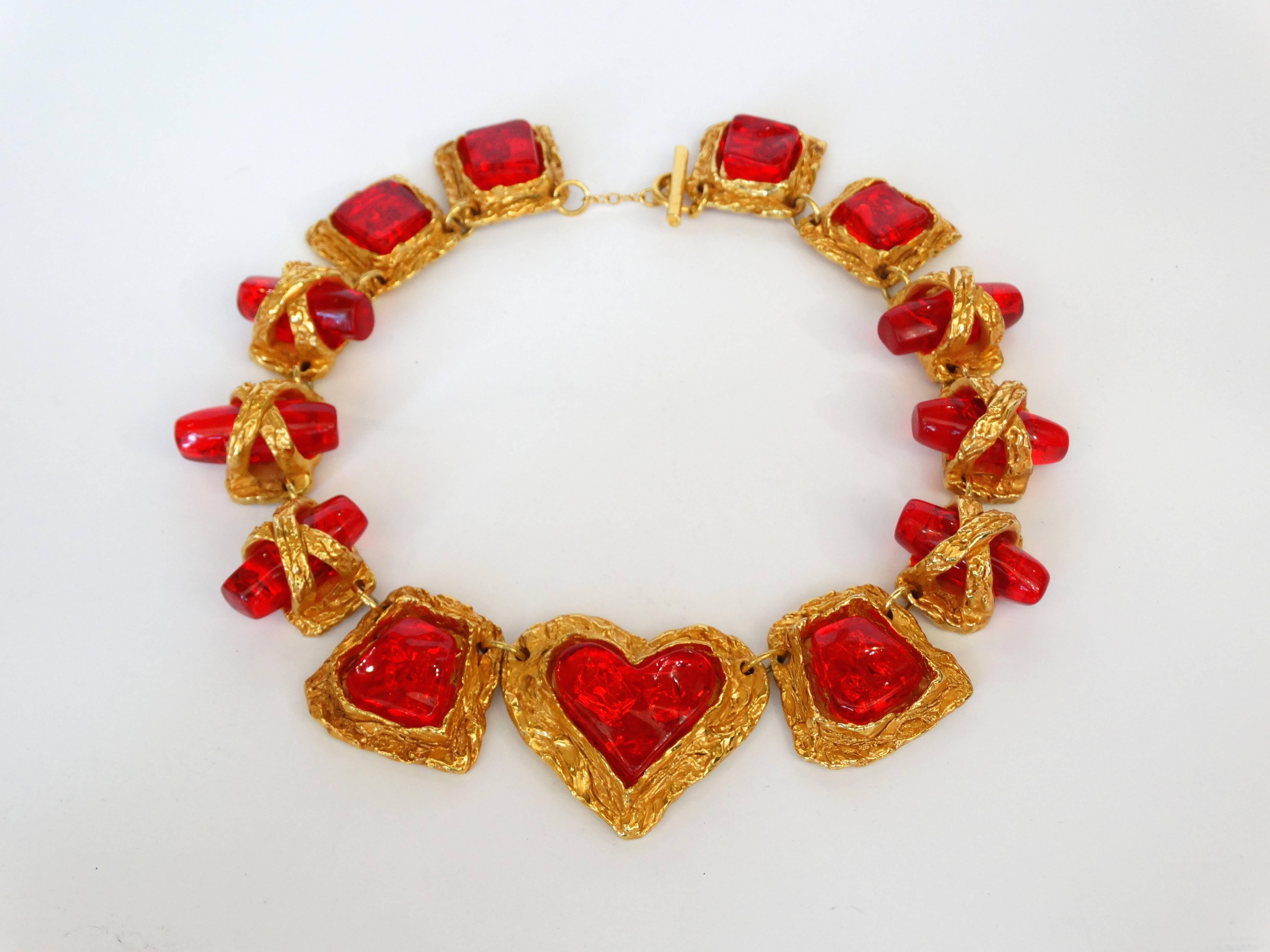 1980s Christian La Croix Candy Red Heart Necklace  4