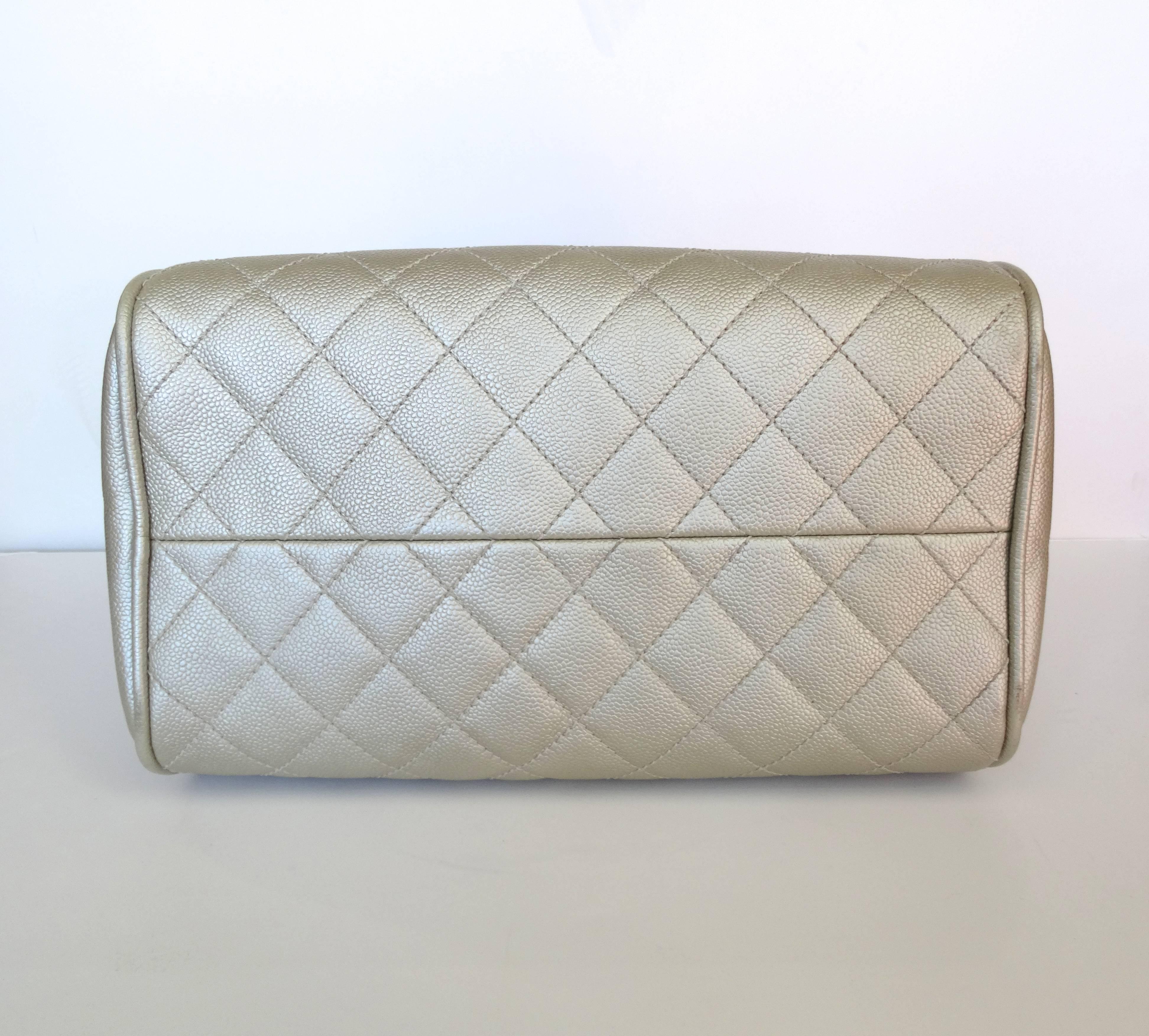 Chanel Metallic Quilted Caviar Bowler Bag 2