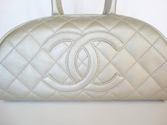 Chanel Metallic Quilted Caviar Bowler Bag