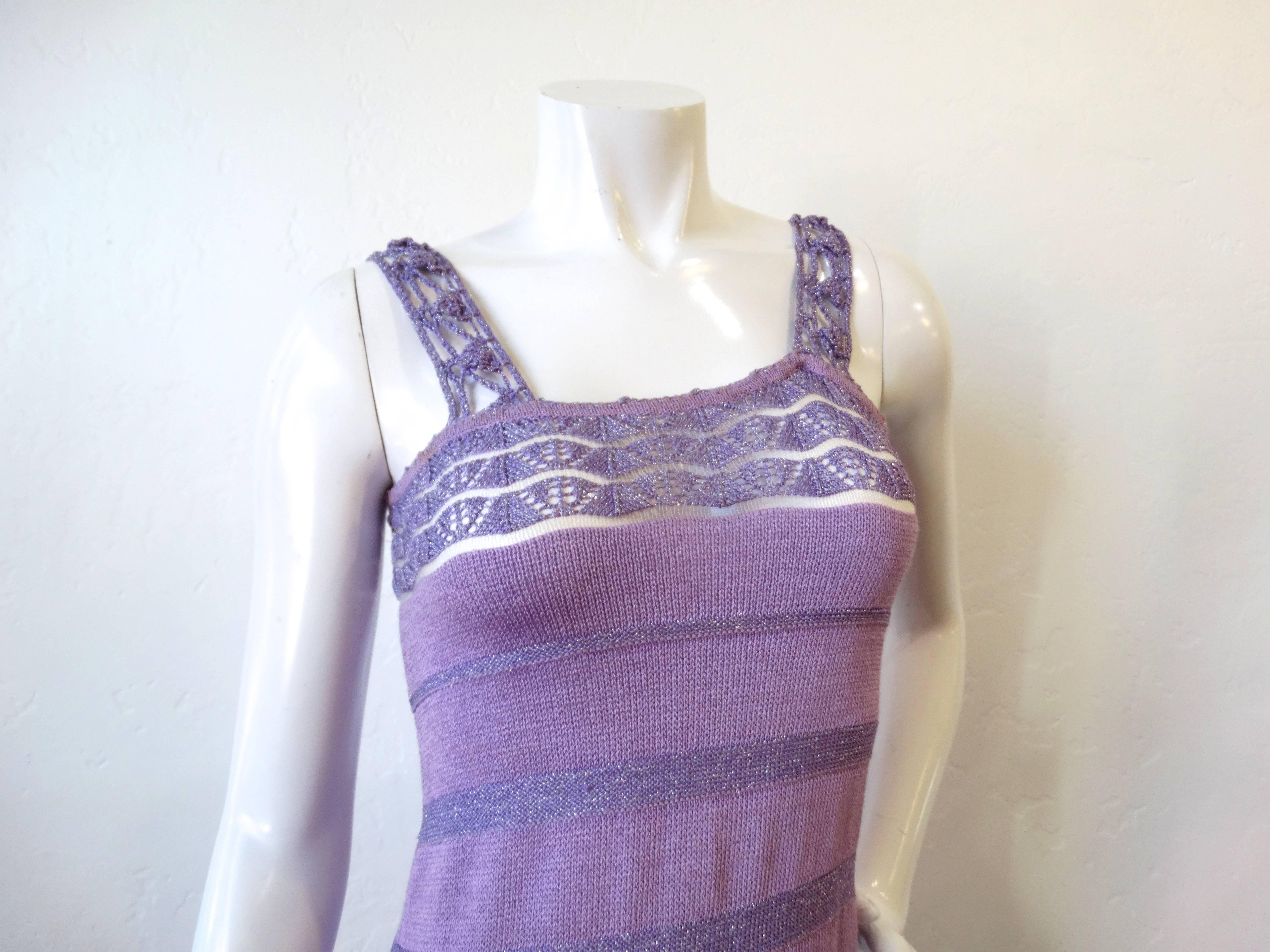 Bazaar Christian LaCroix Lavander Knit Dress In Excellent Condition For Sale In Scottsdale, AZ