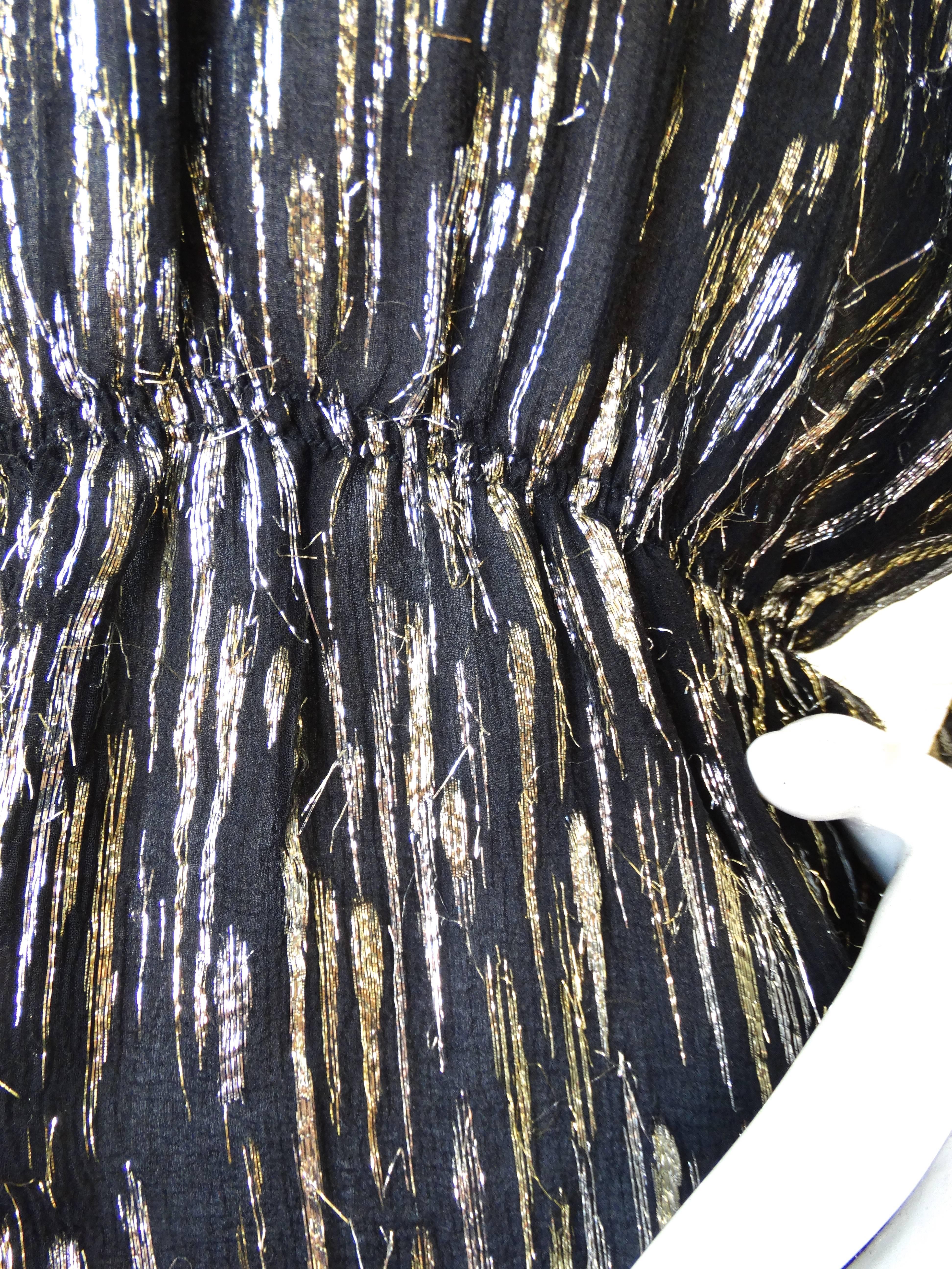 1980s Chanel Metallic Stripe Printed Sheer Blouse  1