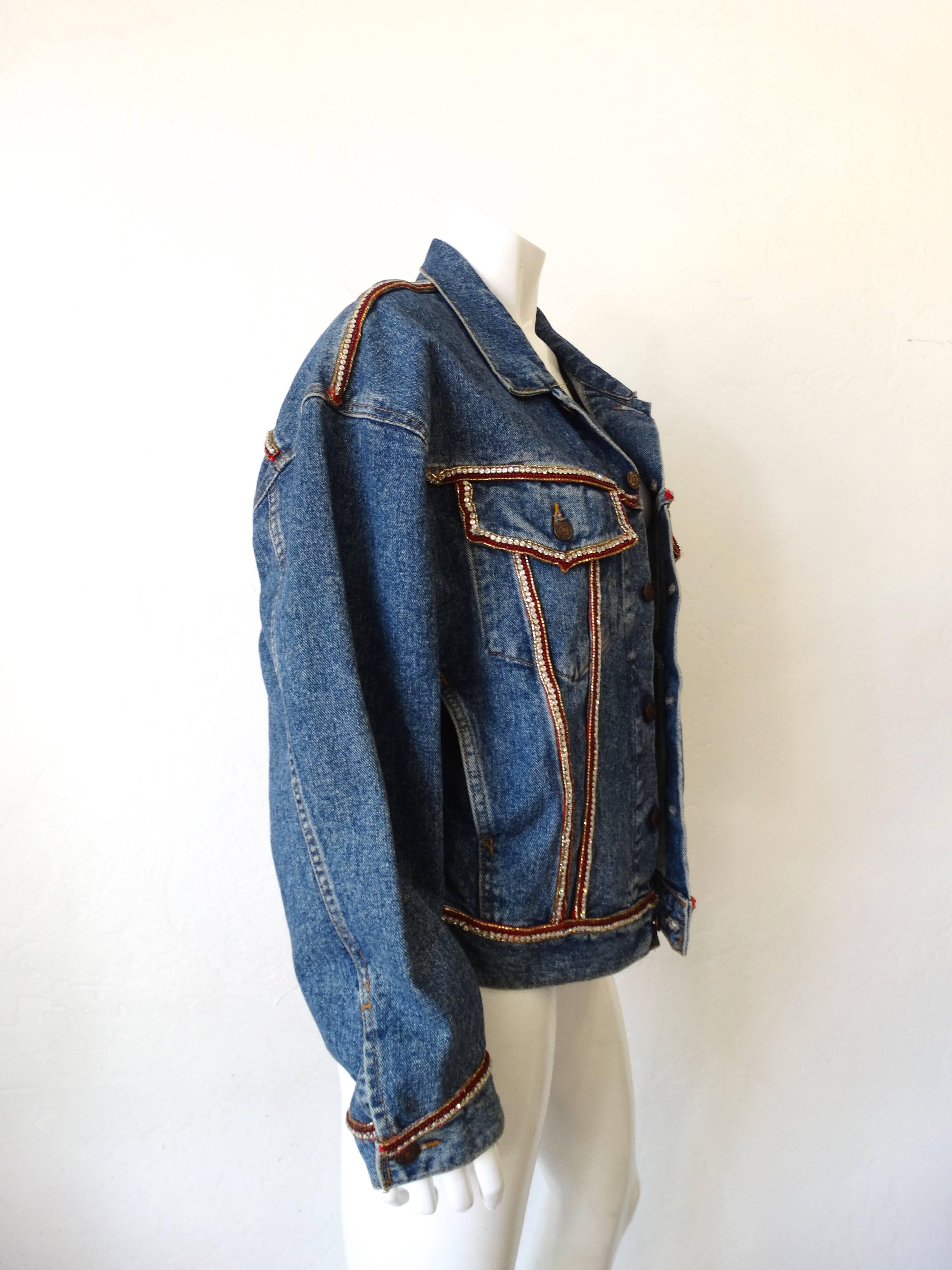 Levis Mary McFadden Couture Rhinestone Denim Jacket  In Excellent Condition In Scottsdale, AZ