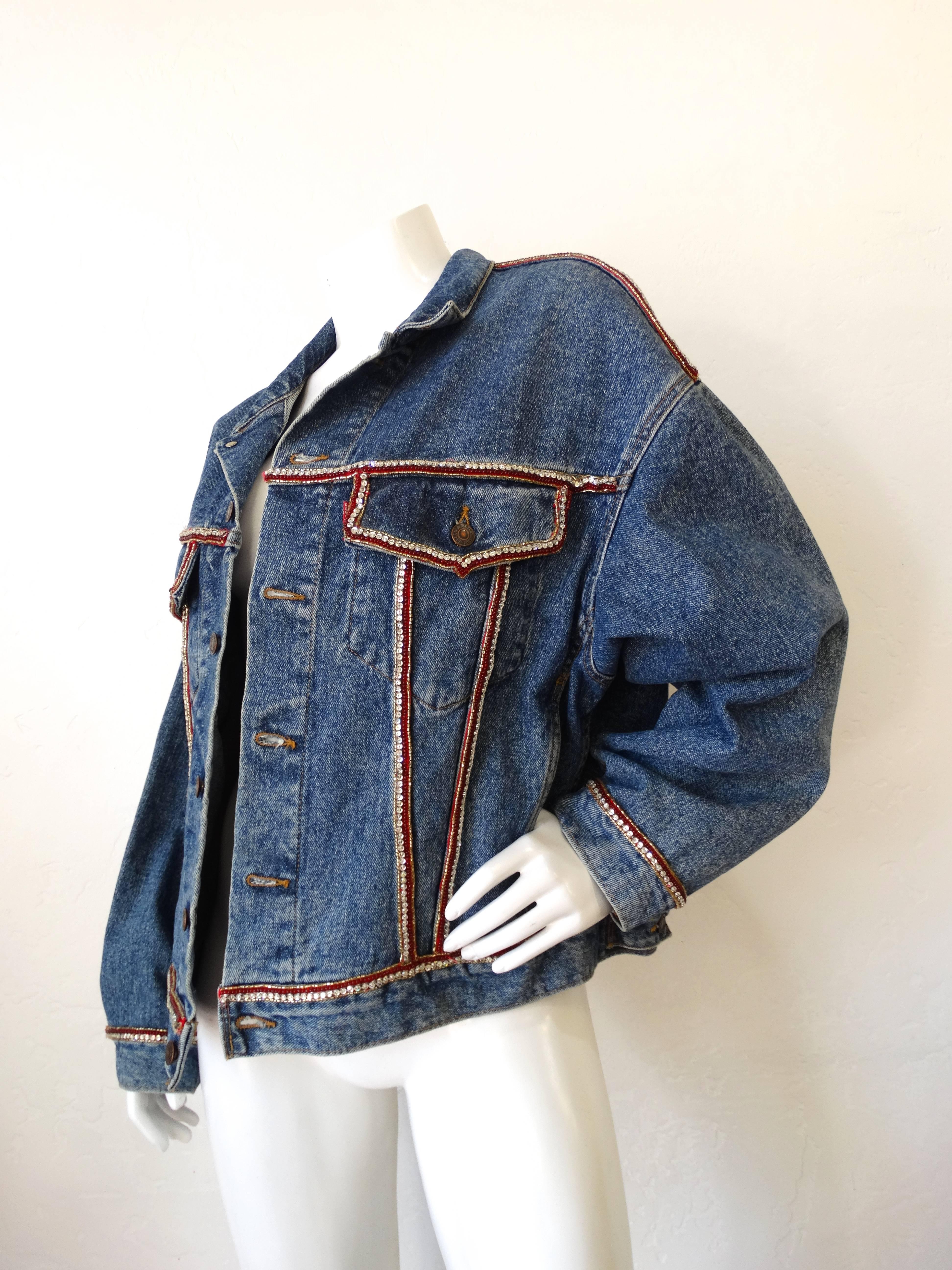Levis Mary McFadden Couture Rhinestone Denim Jacket  1