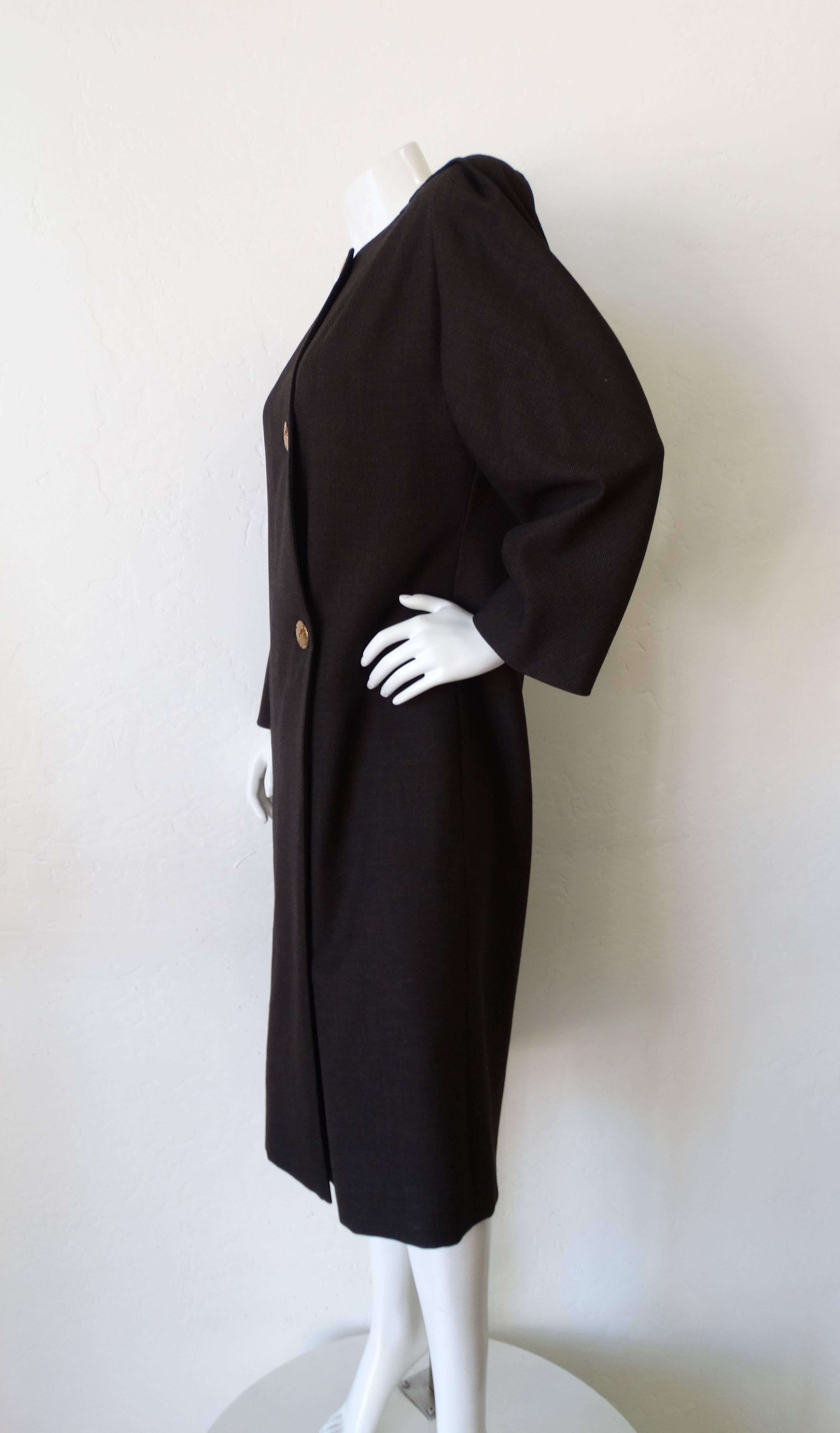 1980s Galanos Asymmetric Grey Coat Dress  For Sale 2