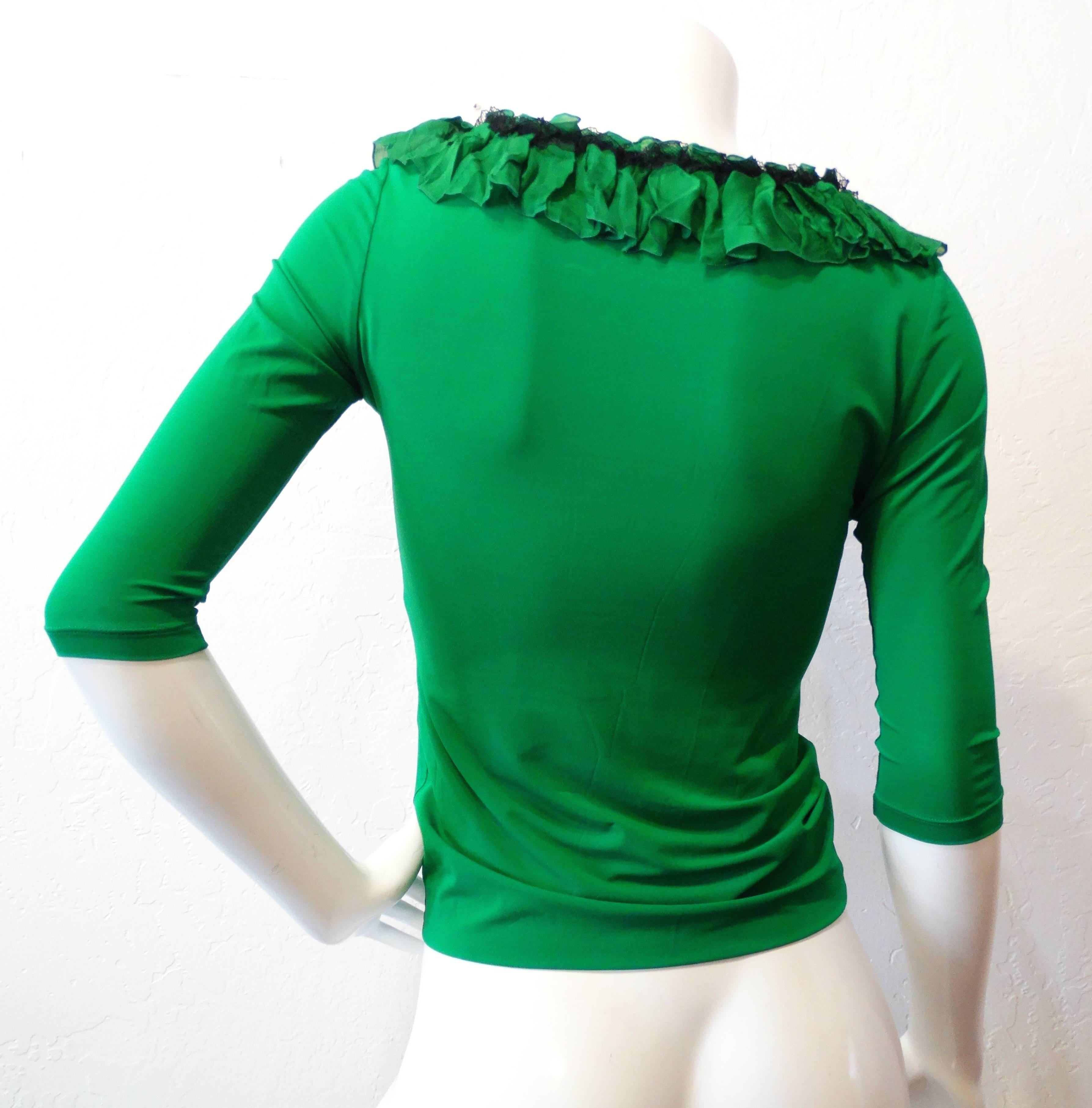 Haut corset à lacets à volants verts Roberto Cavalli  en vente 2