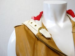 2000s Christian Dior Leather Cropped Sleeveless Hoodie