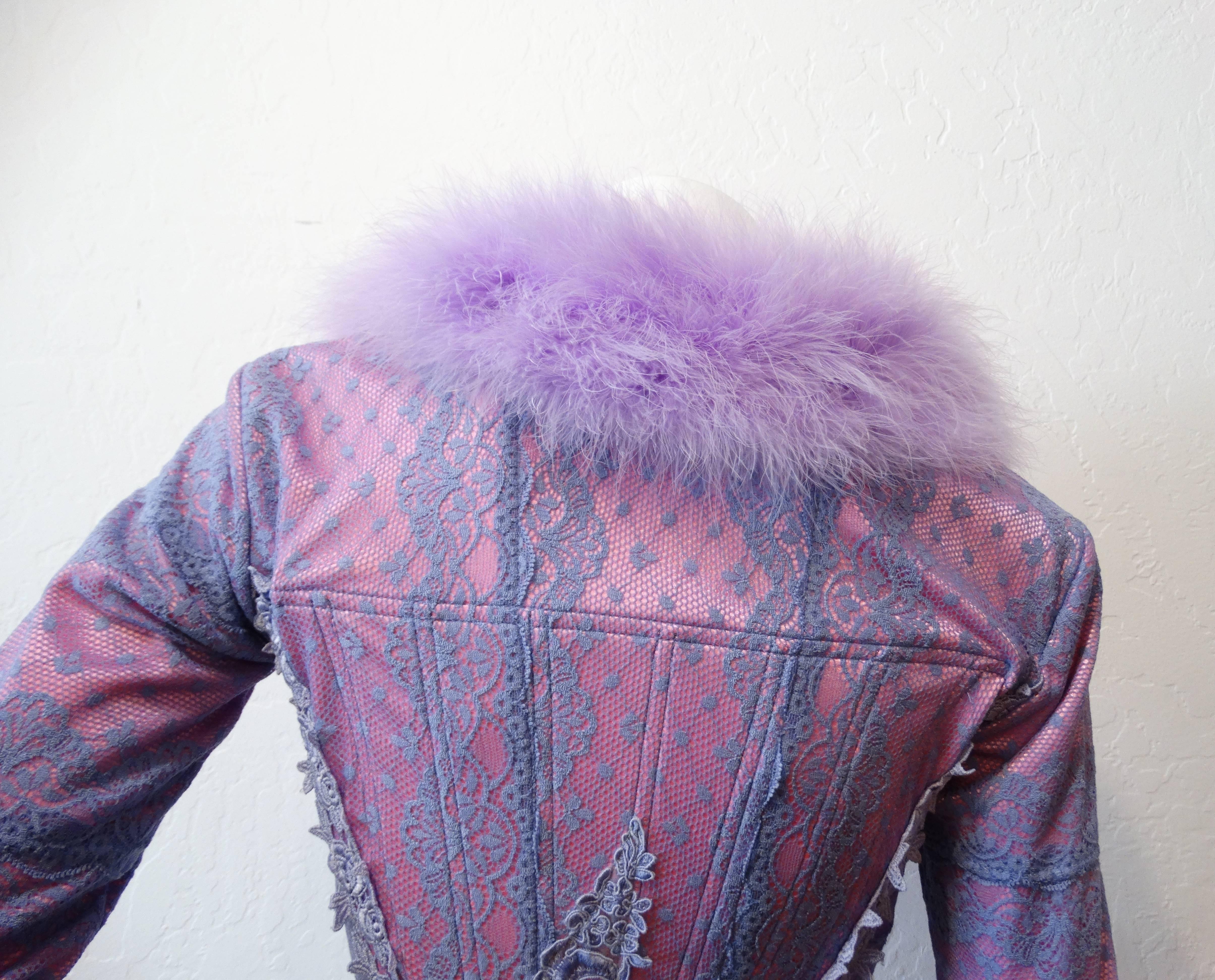 1990s Marabou Feather Lavender Bustier Top  In Excellent Condition In Scottsdale, AZ