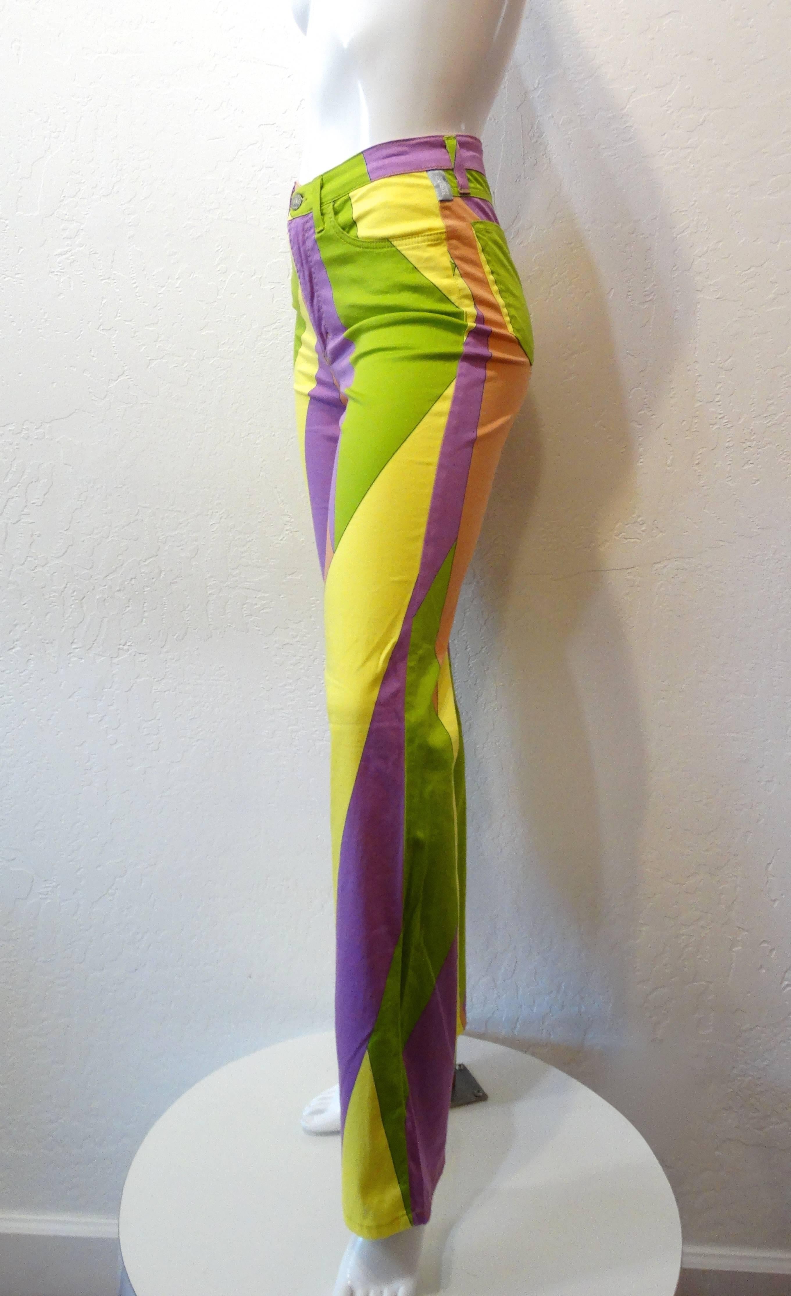 1990s Versace Geometric Multicolored Print Pants  1