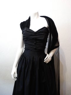 Moschino Pin-Tuck Gown With Built-in Shawl