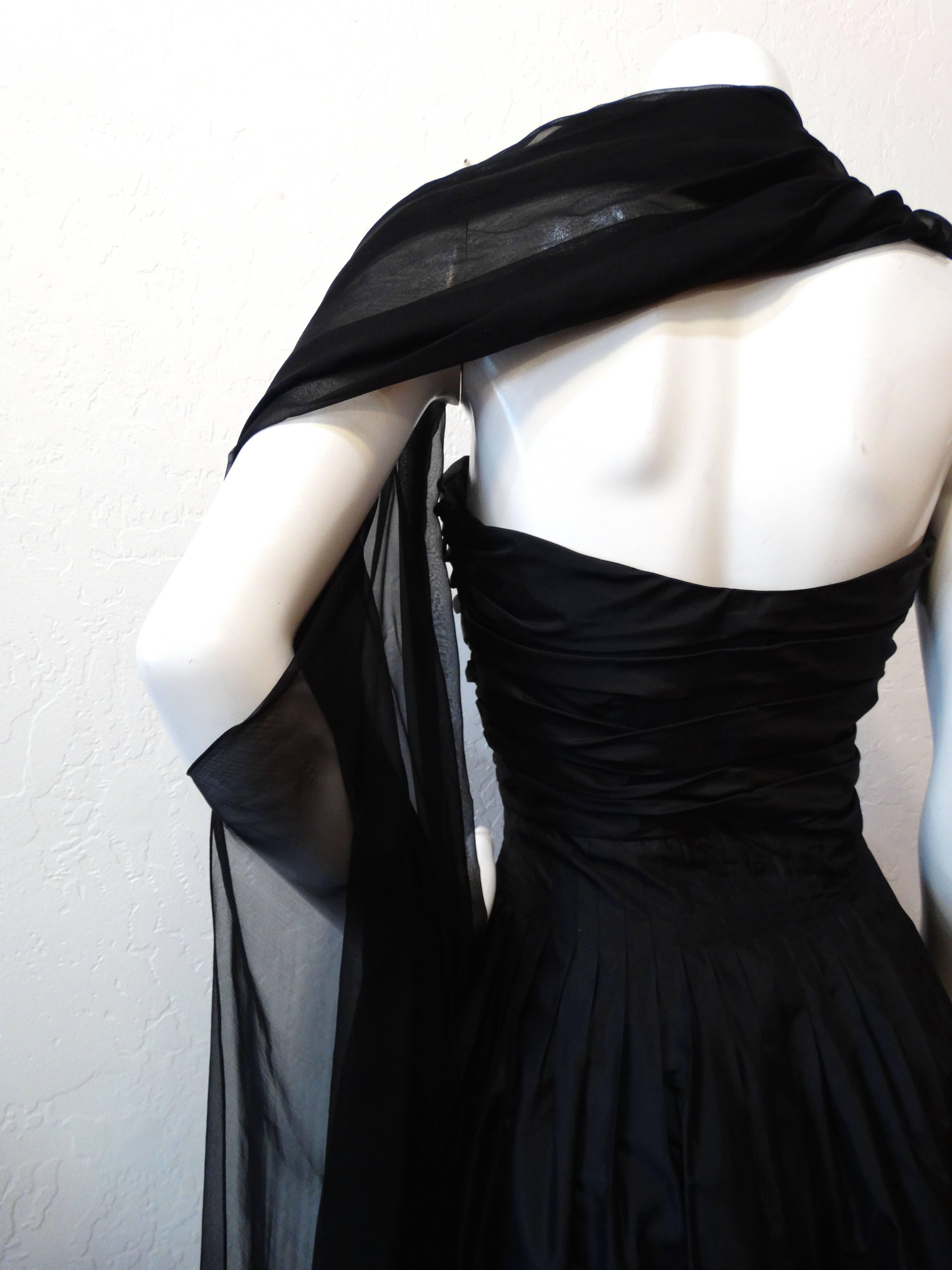 Moschino Pin-Tuck Gown With Built-in Shawl  In Excellent Condition For Sale In Scottsdale, AZ