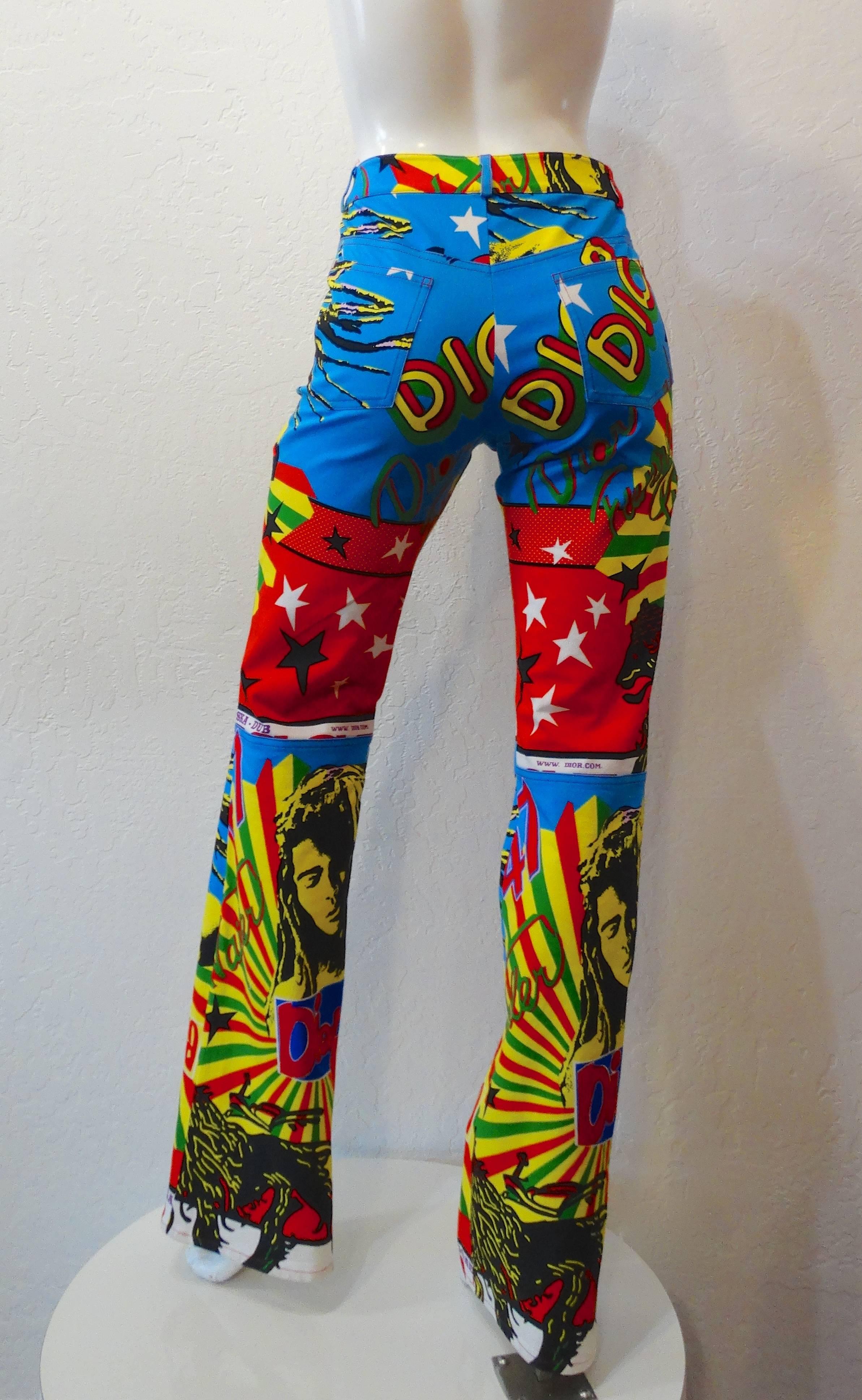 Christian Dior by John Galliano Rastafarian Marley Print Pants  In Excellent Condition In Scottsdale, AZ