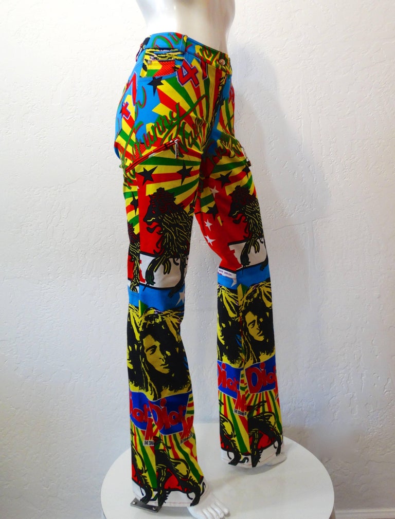 Christian Dior by John Galliano Rastafarian Marley Print Pants at ...