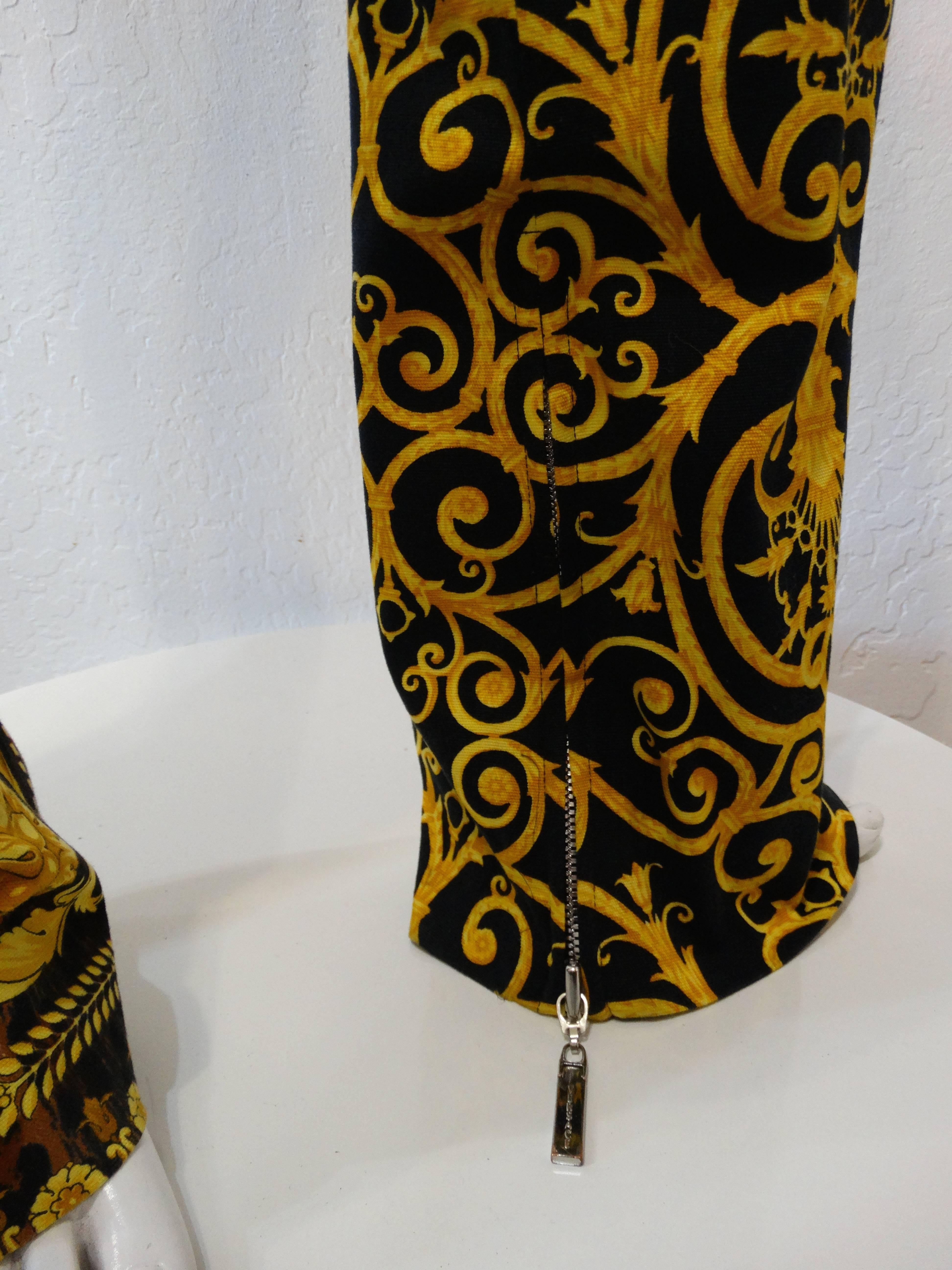 1990s Versace Gold and Black Baroque Pants  1