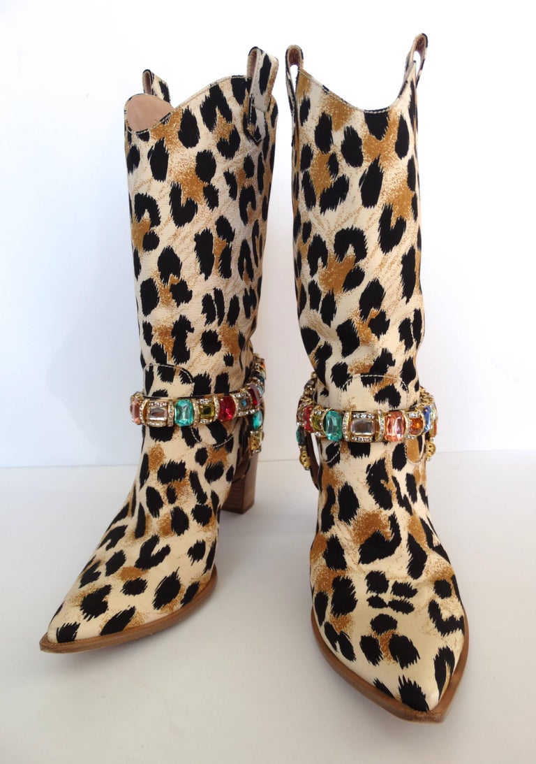 casadei leopard boots