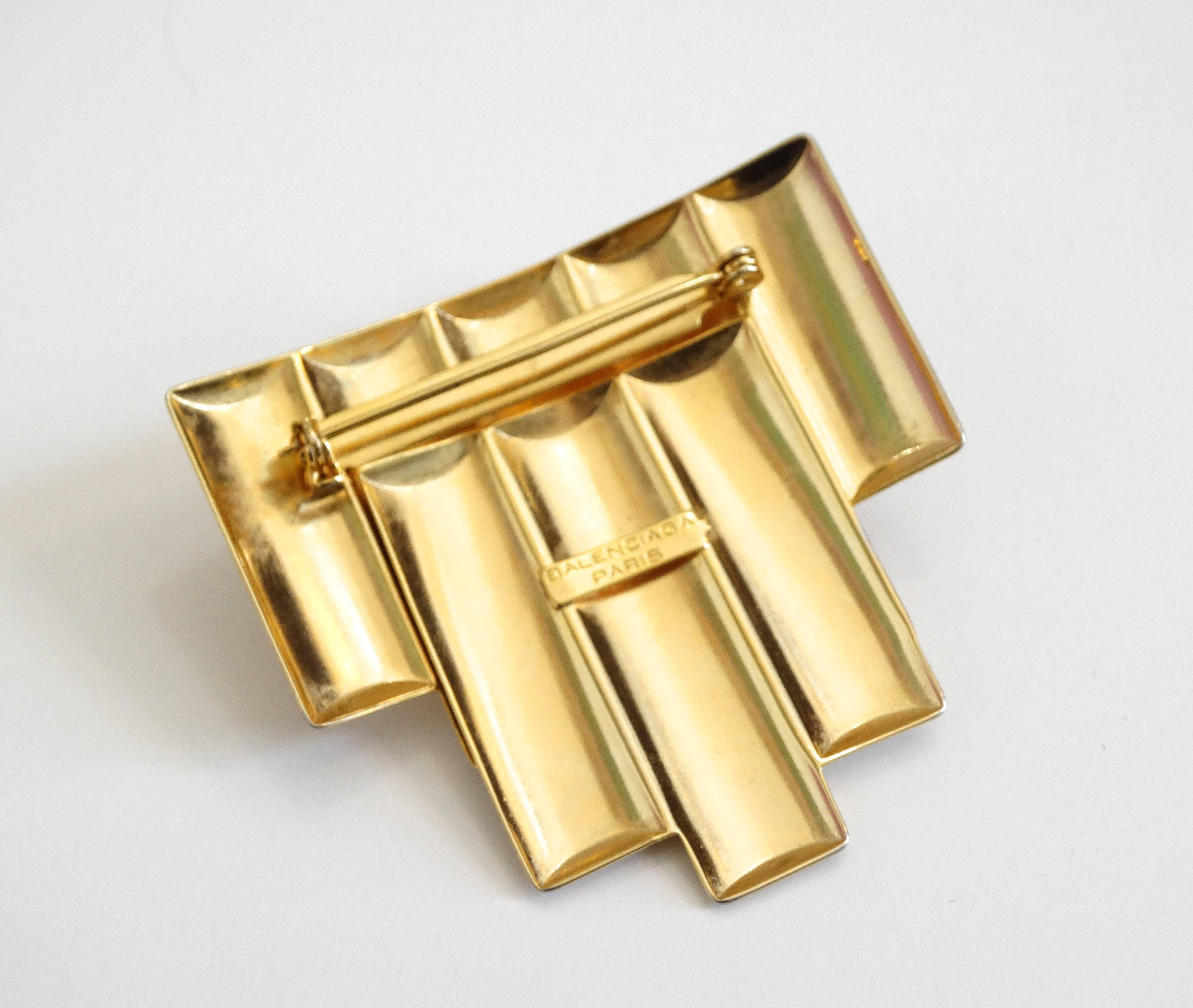 Balenciaga Art Deco Style Brooch In Excellent Condition For Sale In Scottsdale, AZ