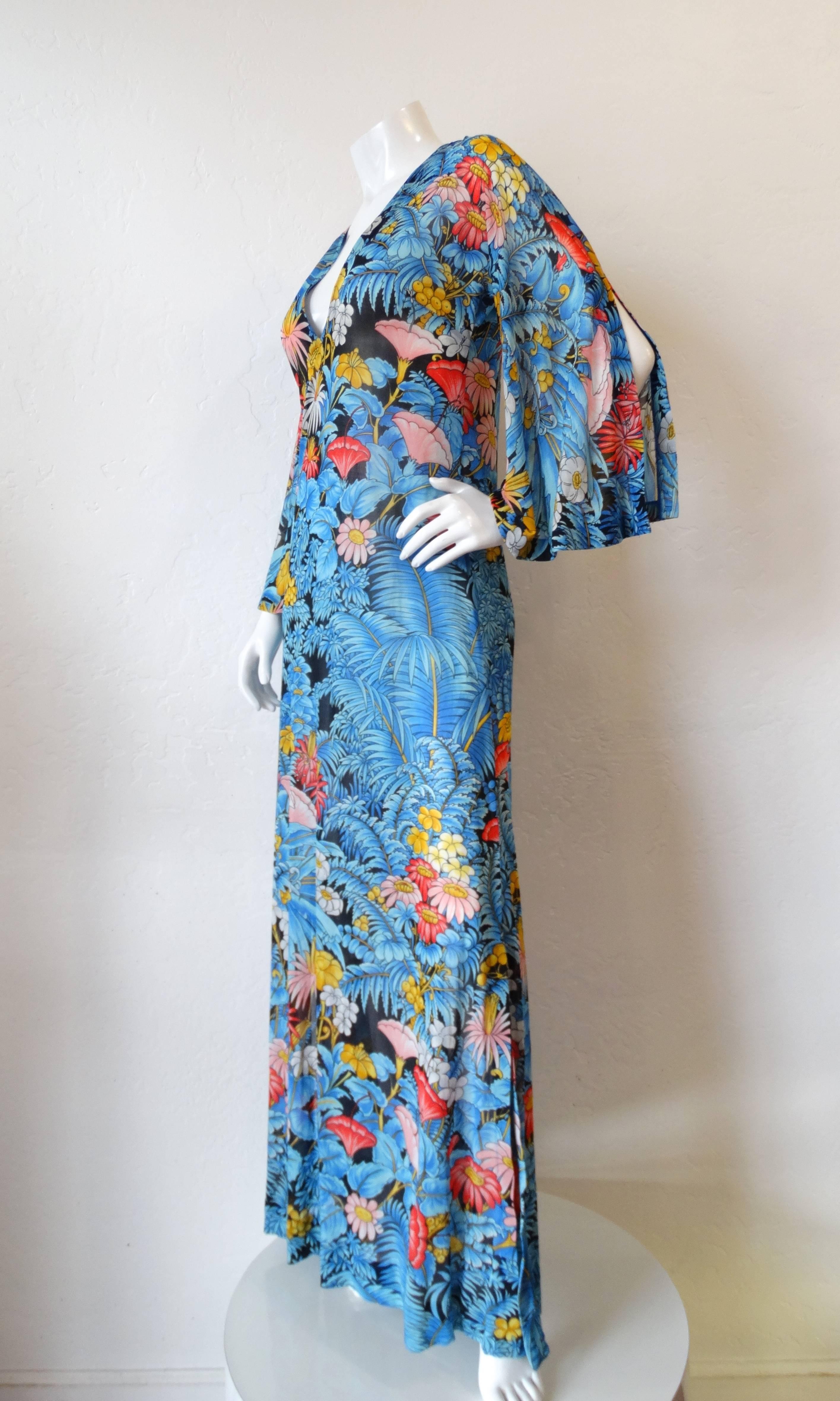 Women's 1970s Floral Printed Gottex Maxi Dress 