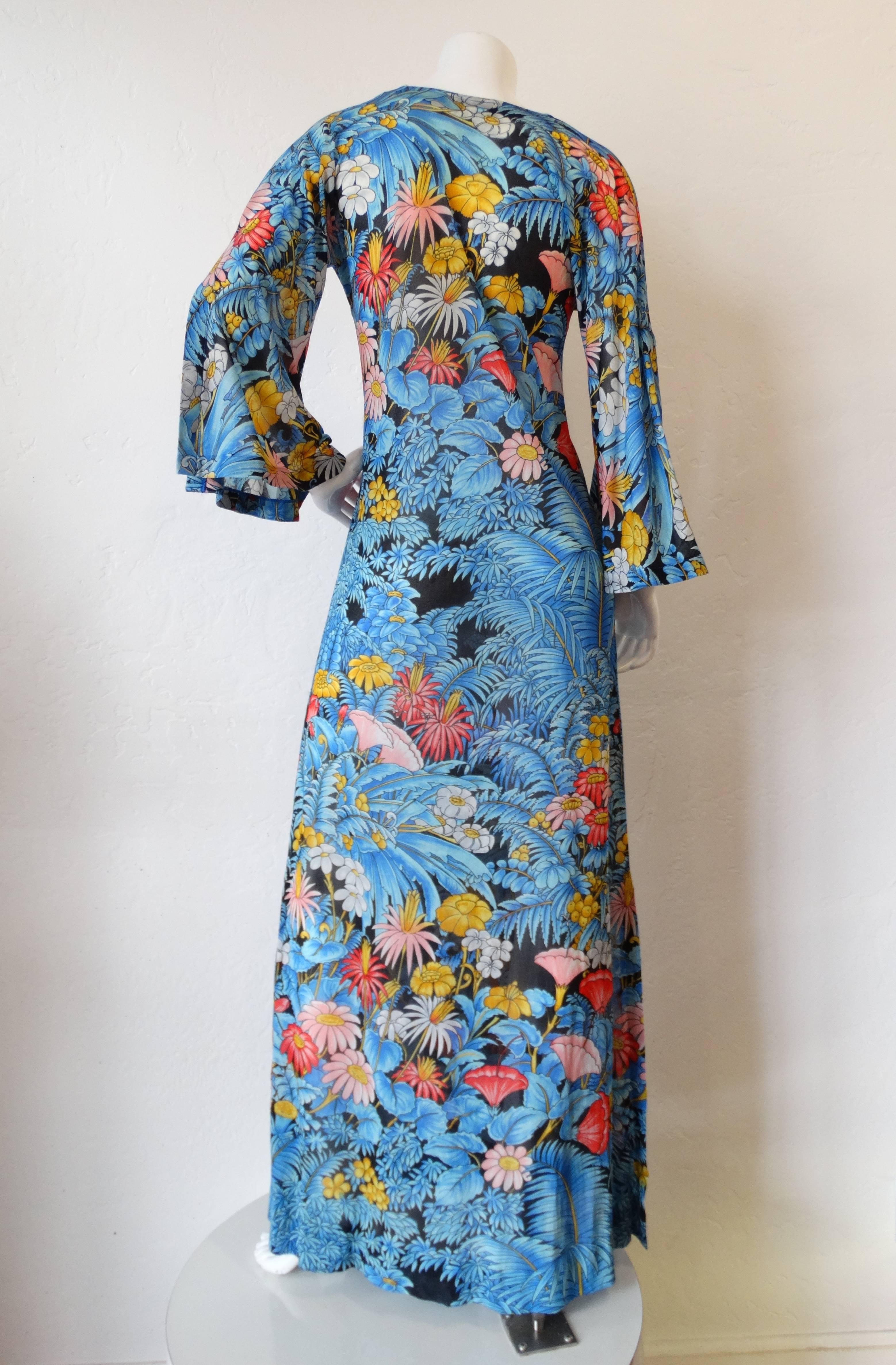 1970s Floral Printed Gottex Maxi Dress  In Excellent Condition In Scottsdale, AZ