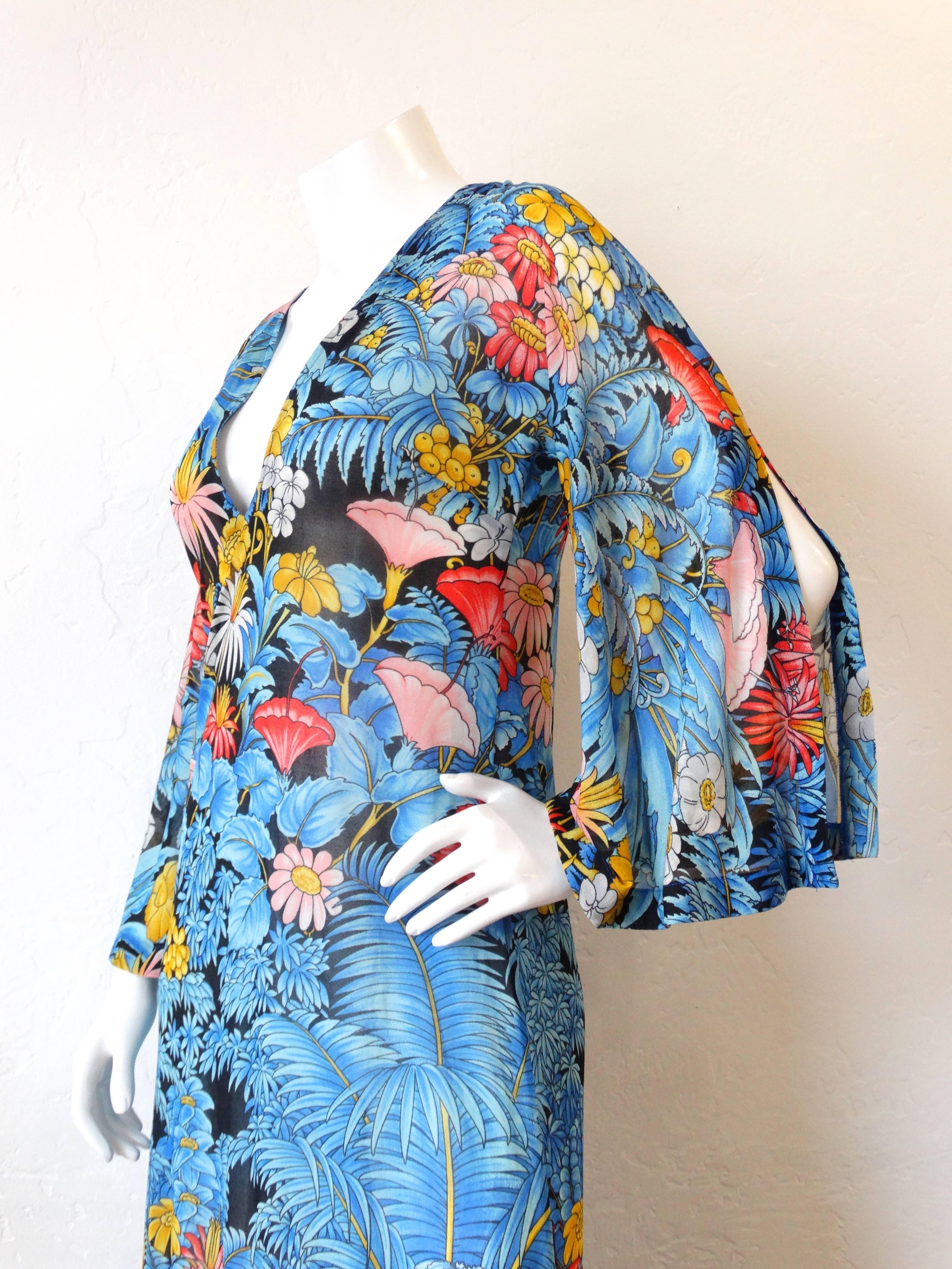 1970s Floral Printed Gottex Maxi Dress 1