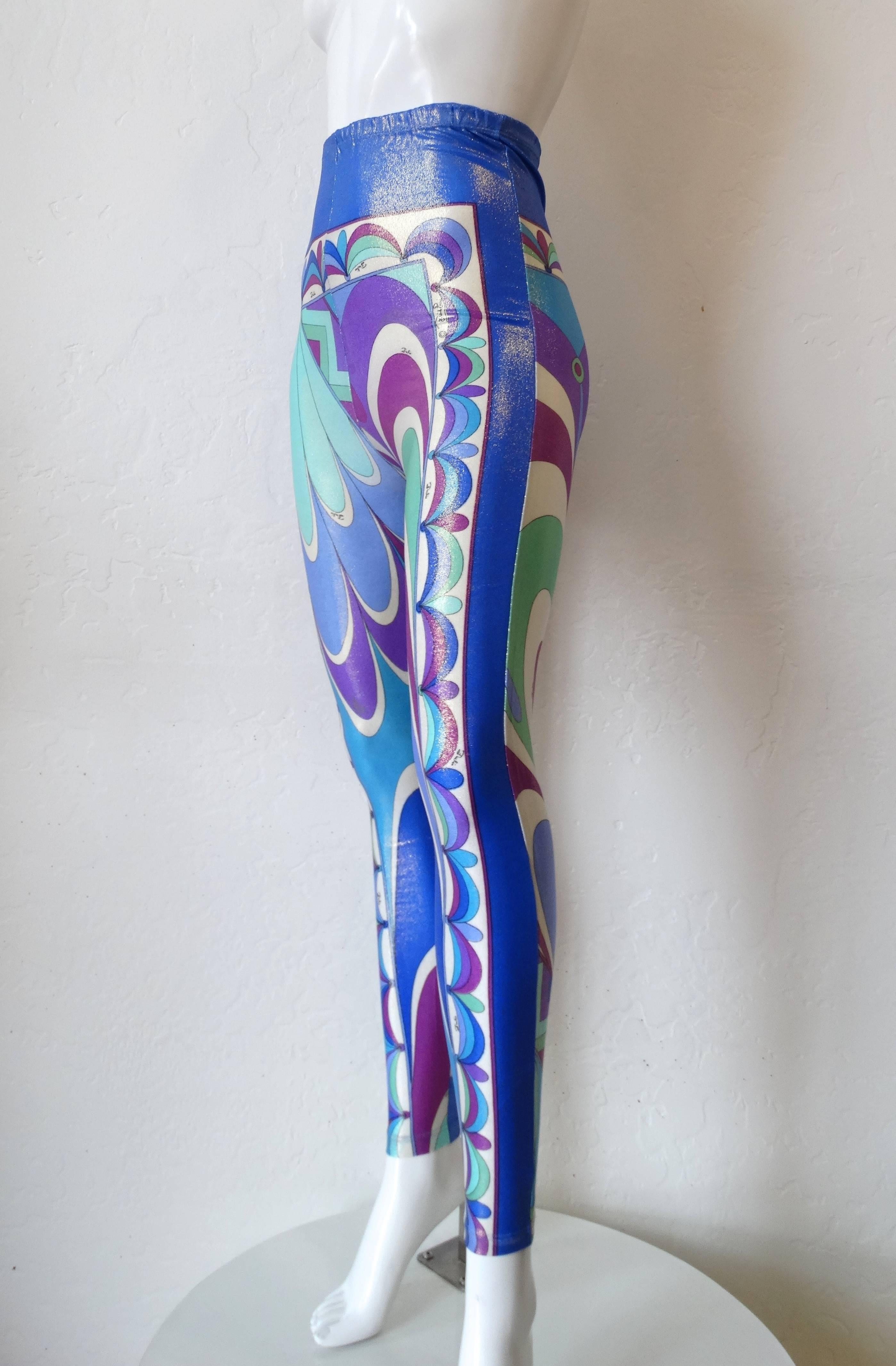 Emilio Pucci Iridescent Swirl Print Leggings In Excellent Condition In Scottsdale, AZ