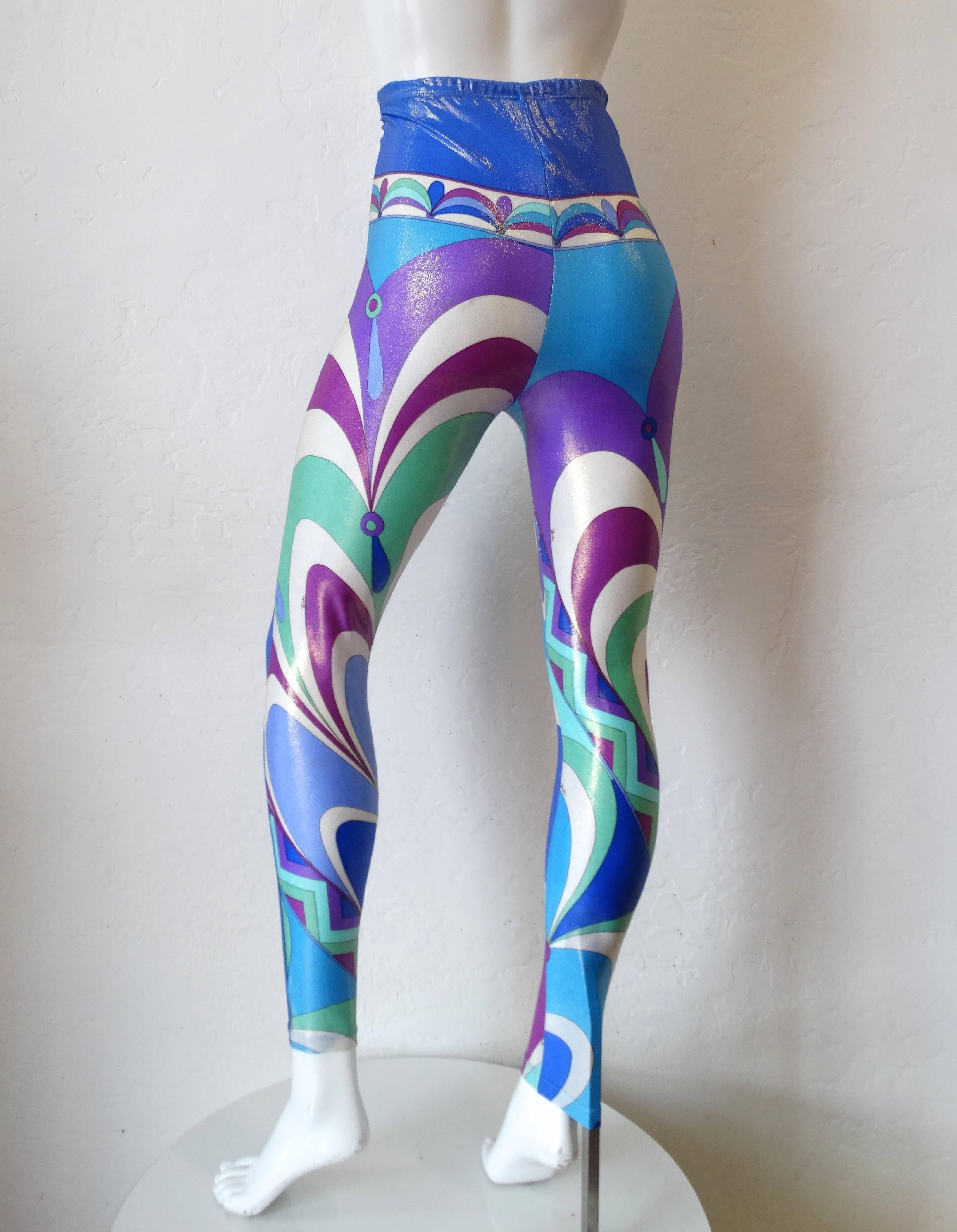 Purple Emilio Pucci Iridescent Swirl Print Leggings