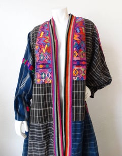 1970s Guatemalan Embroidered Striped Duster Jacket