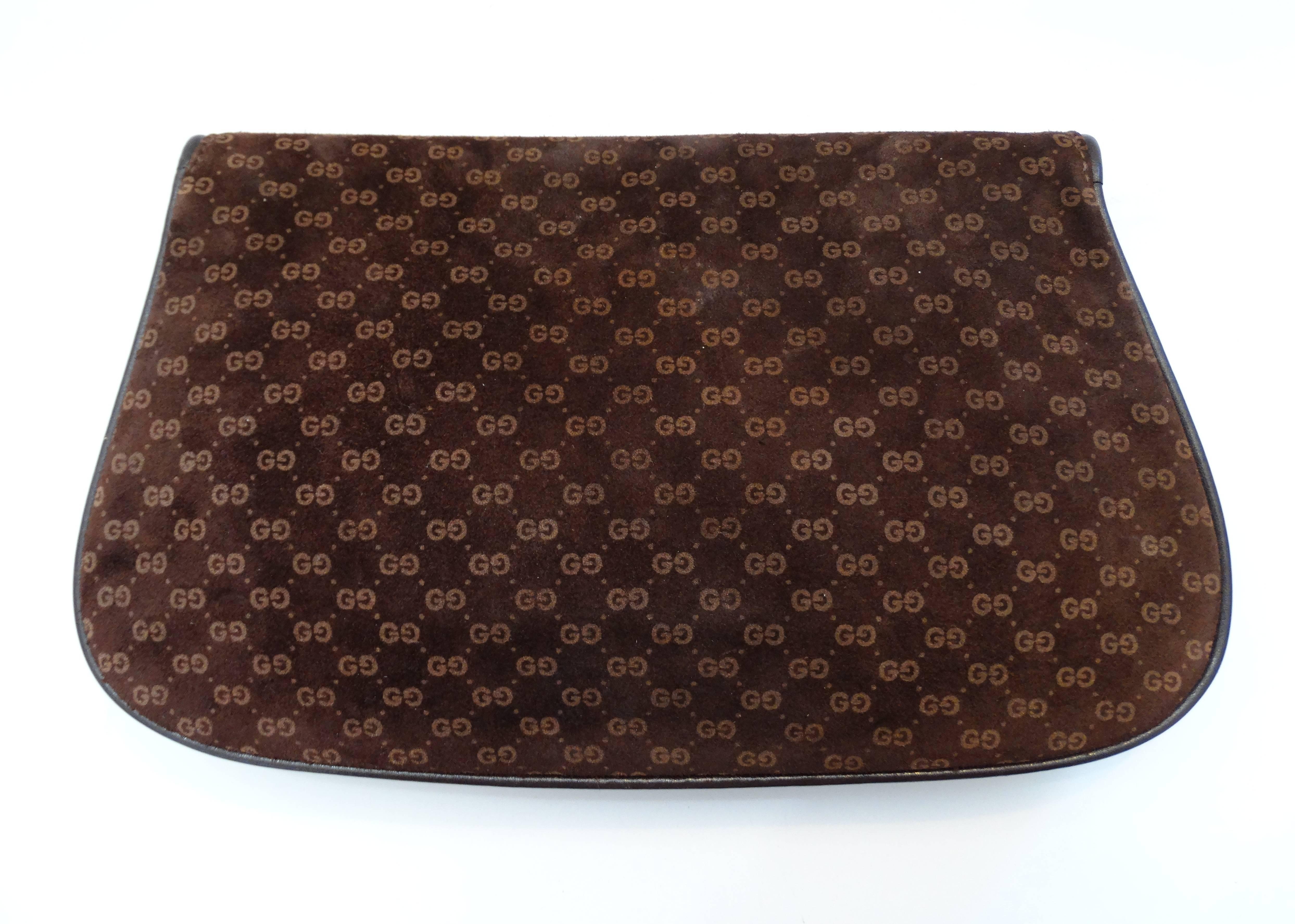 Black 1972 Gucci Blondie Gold Emblem Monogram Clutch