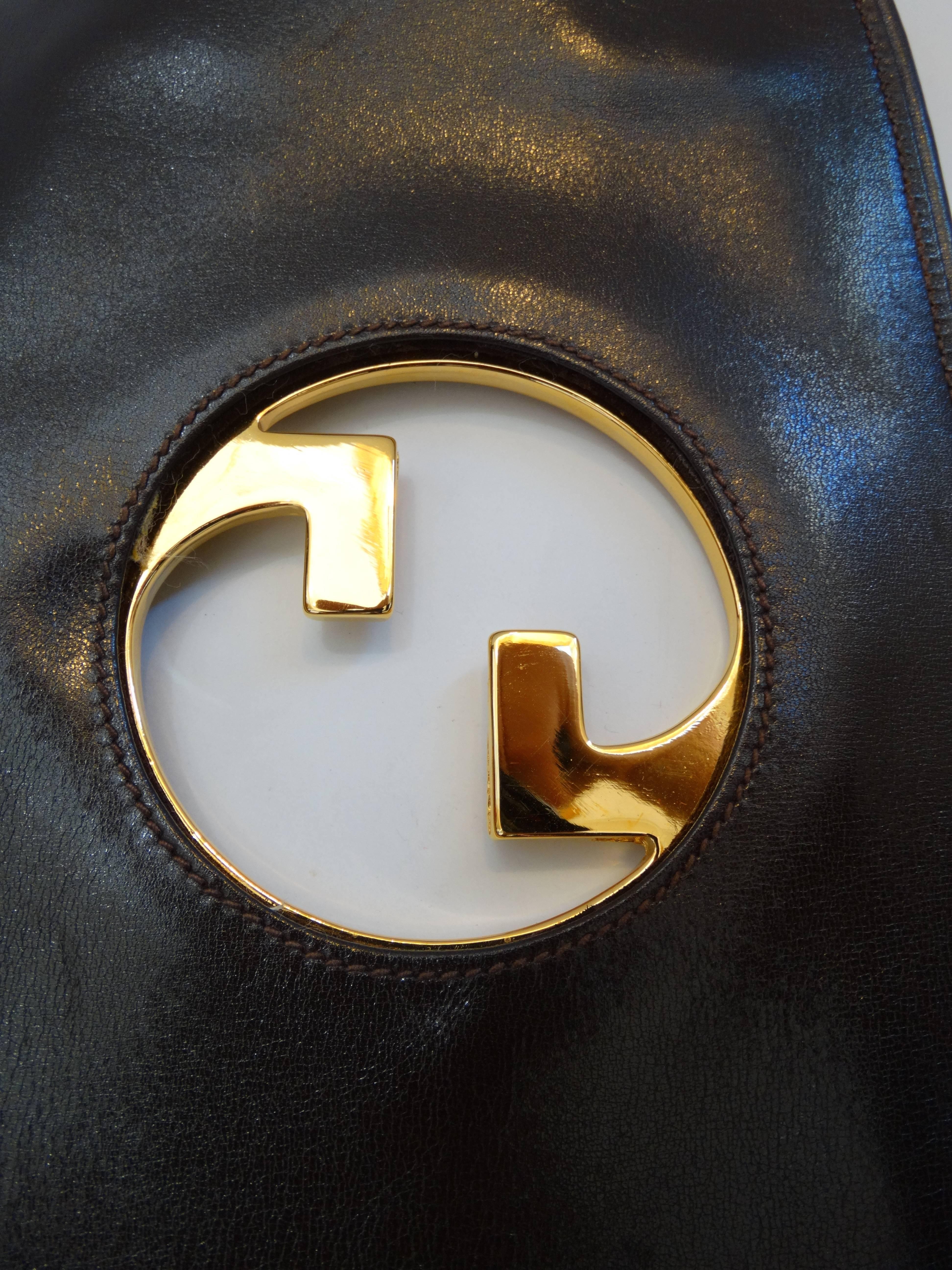 1972 Gucci Blondie Gold Emblem Monogram Clutch  1