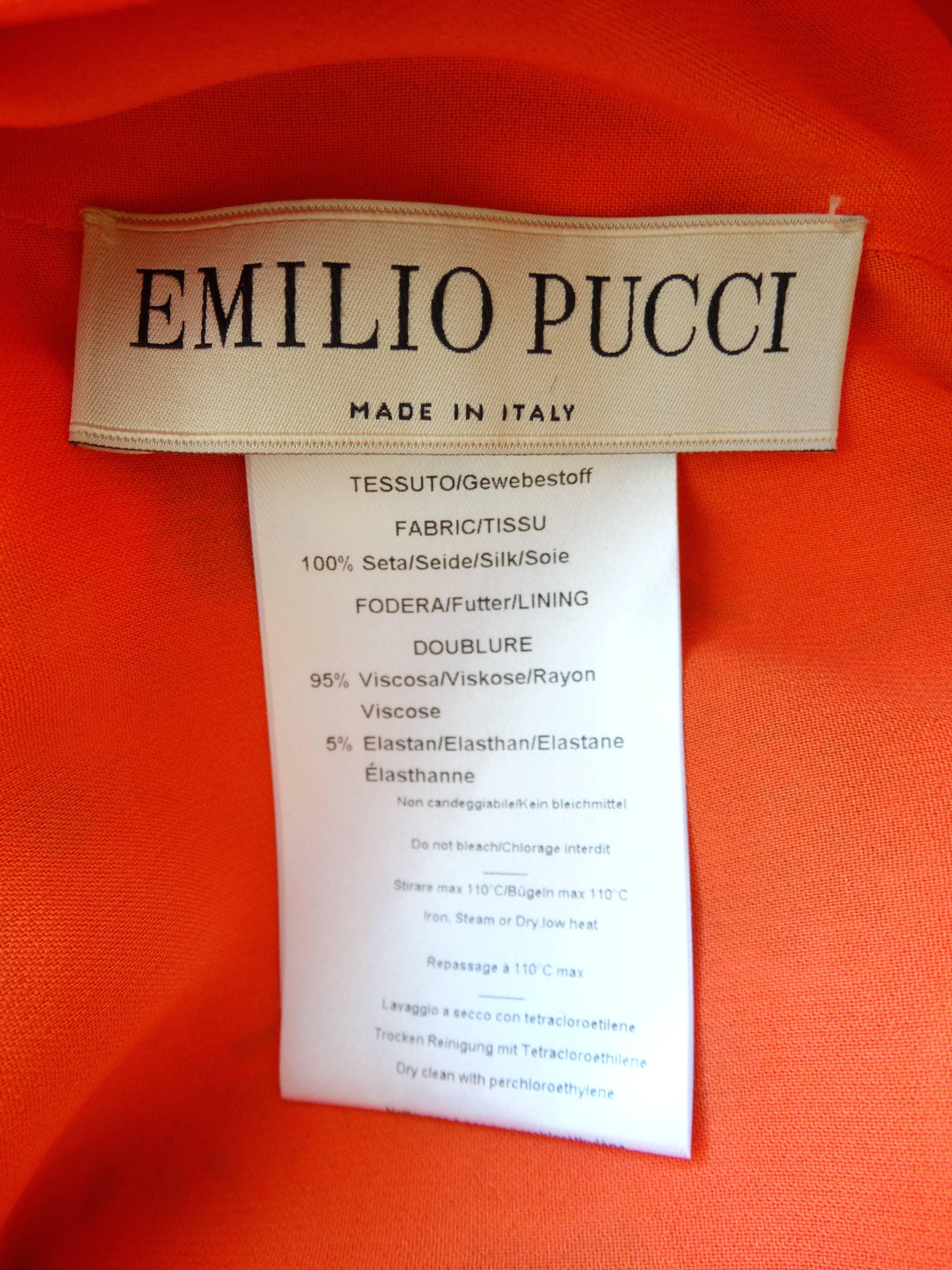 Women's Emilio Pucci Orange and Pink Grasshopper Print Dress 