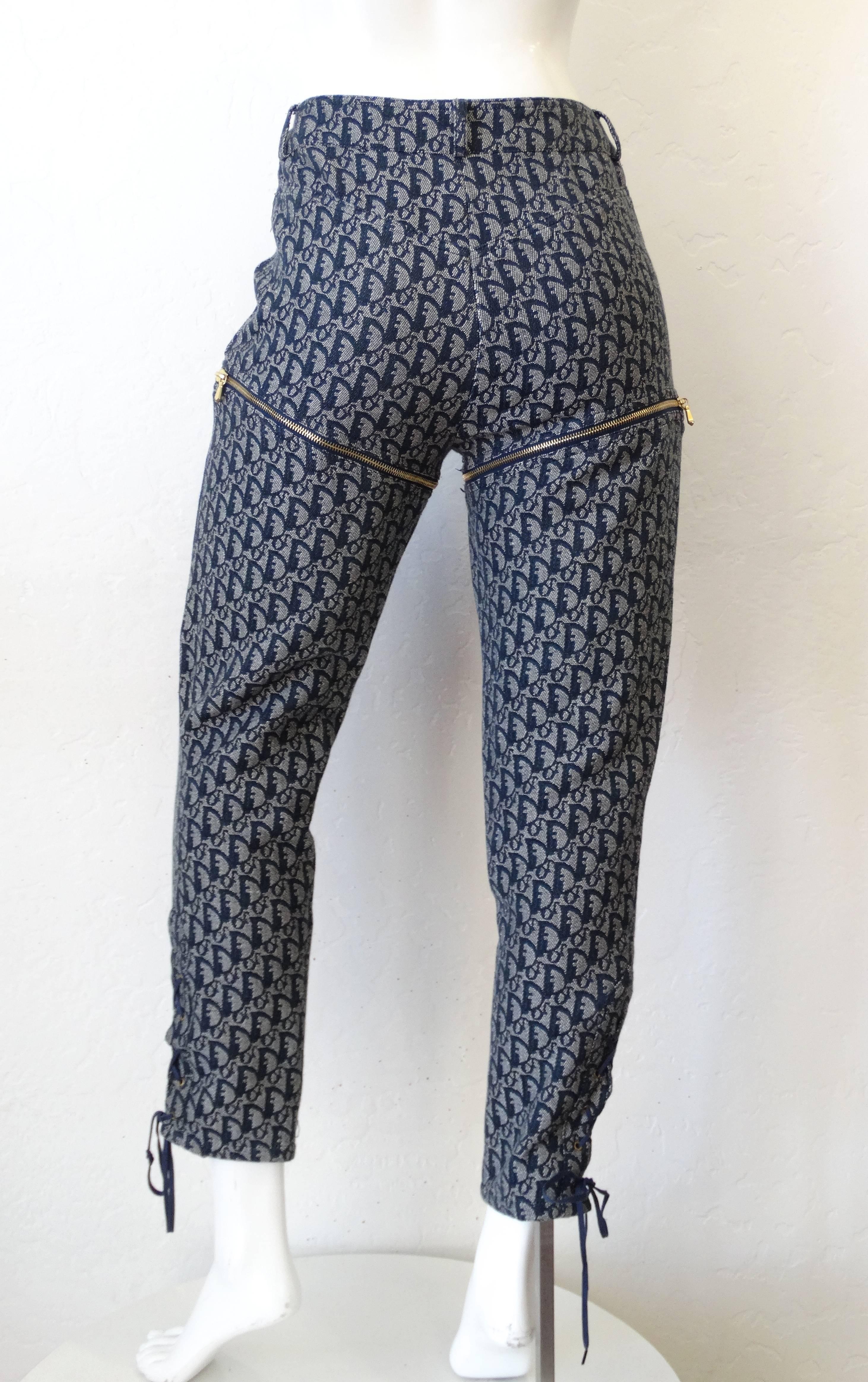 Christian Dior John Galliano Monogram Denim Zip-off Convertible Pants, 2000 In Excellent Condition In Scottsdale, AZ
