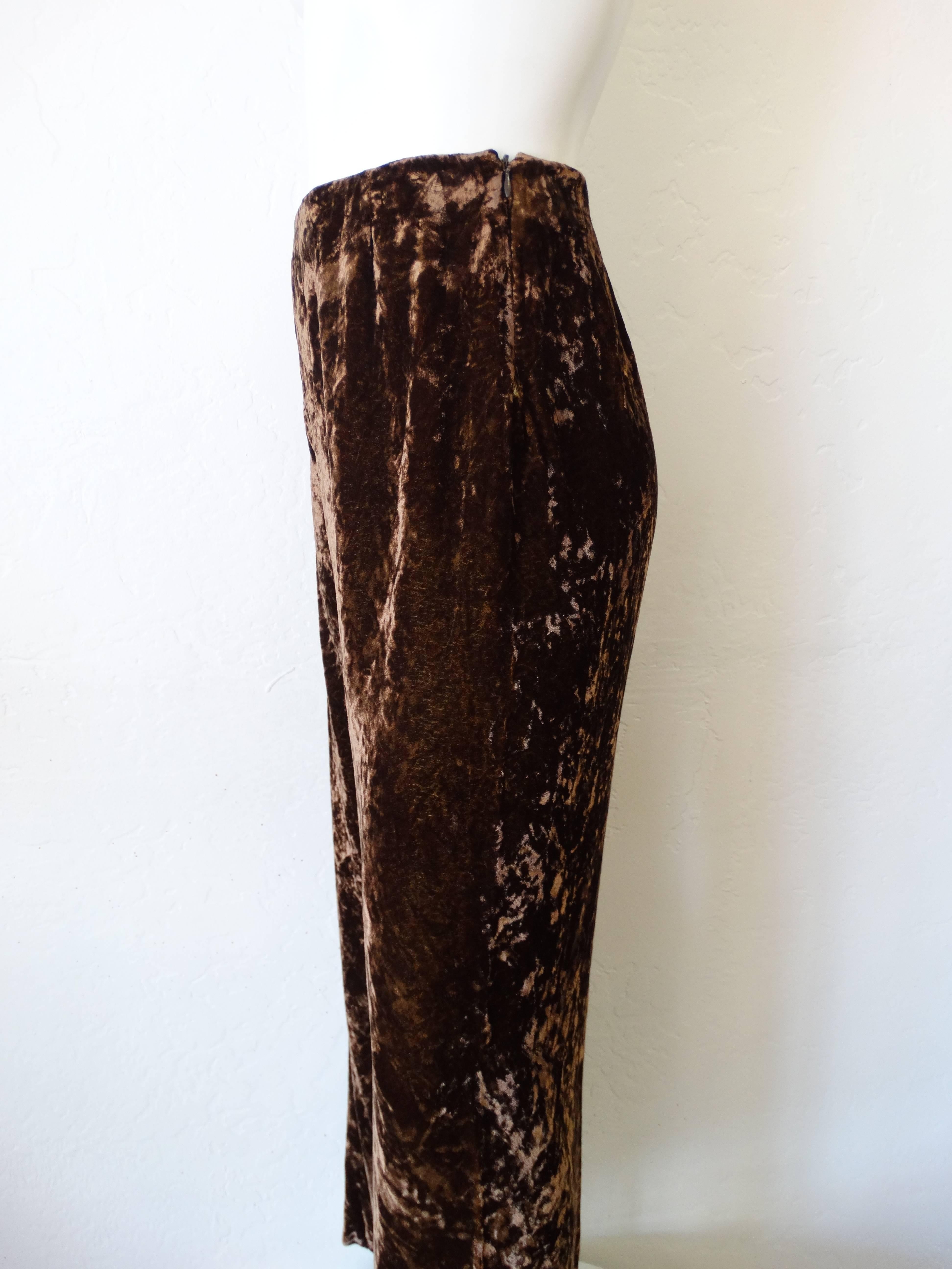 Gianfranco Ferre Crushed Brown Velvet Pants In Excellent Condition For Sale In Scottsdale, AZ