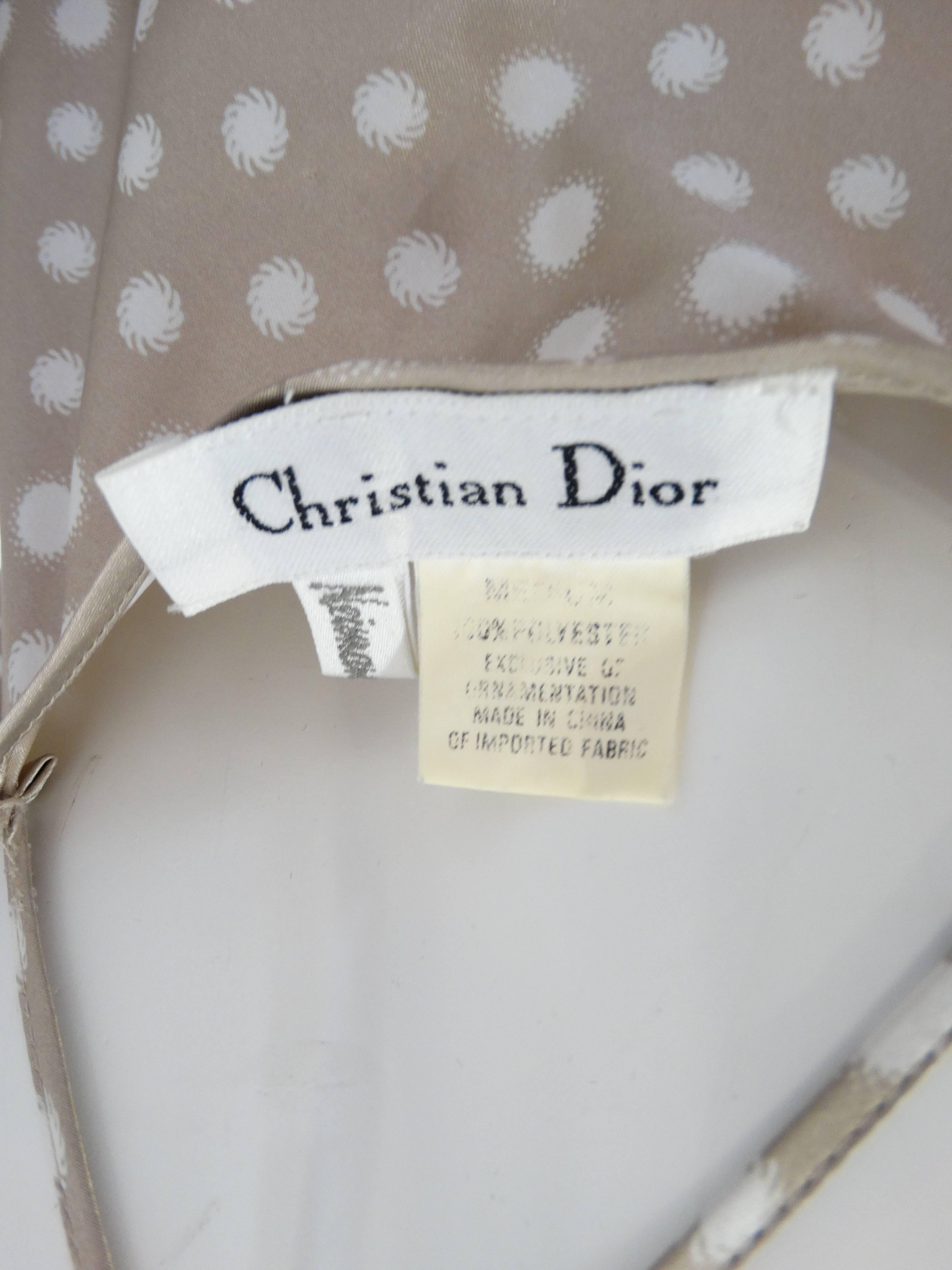 Christian Dior Taupe Polkadot Satin Slip Dress In Excellent Condition In Scottsdale, AZ