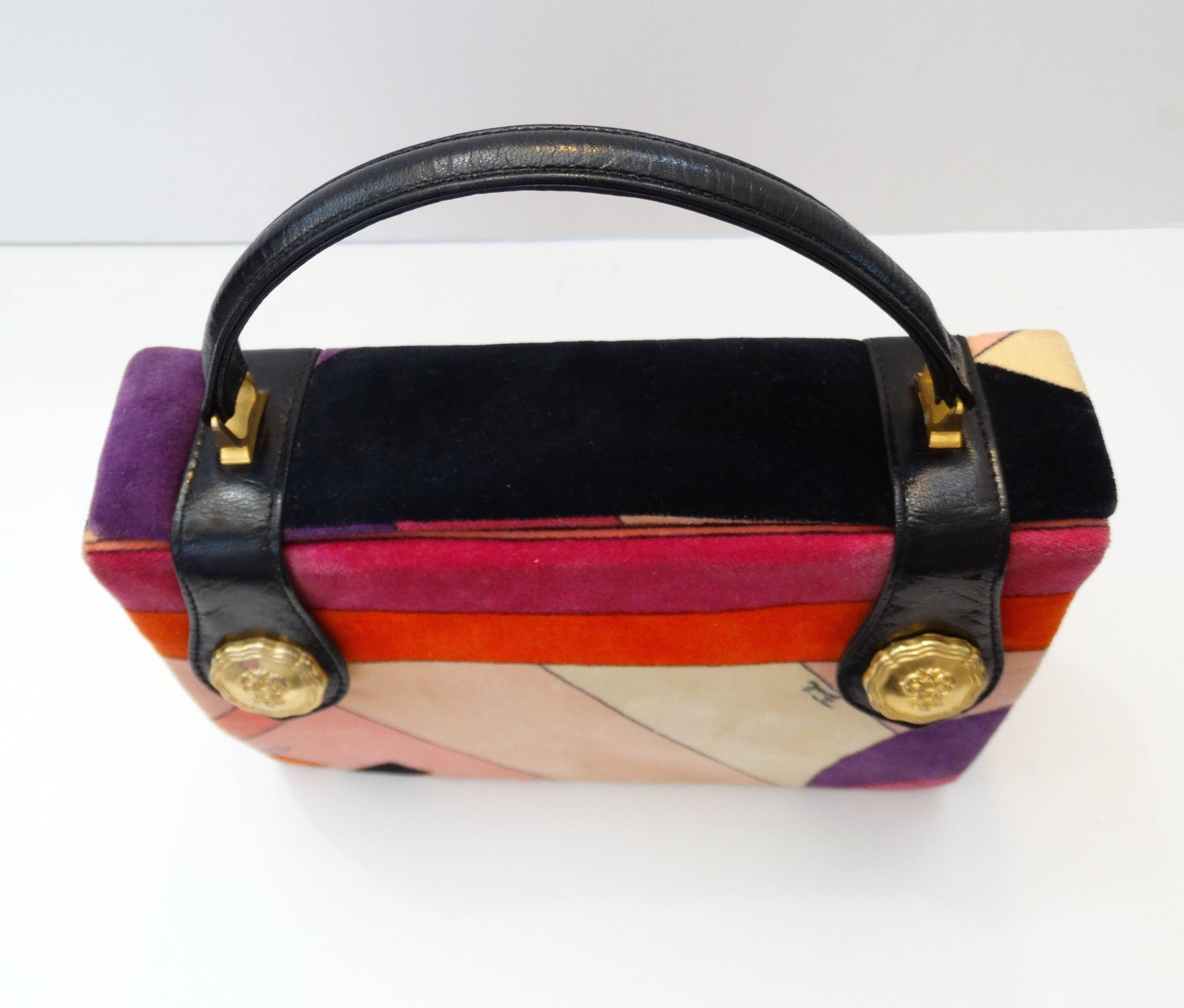 Beige Emilio Pucci Velvet Box Top Handle Bag, 1970s  