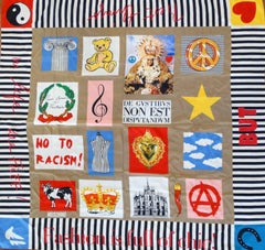 1990 Moschino Slogan Écharpe en soie